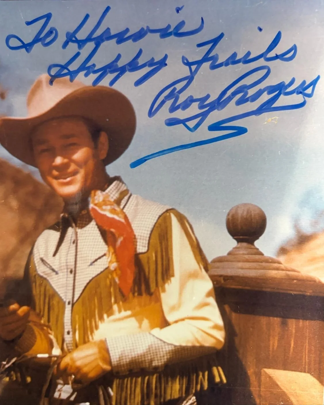 Roy Rogers — ROY ROGERS SIGNED AUTOGRAPHED 8X10 PHOTO COWBOY MEN IN BLACK 2 JSA COA G, image 2