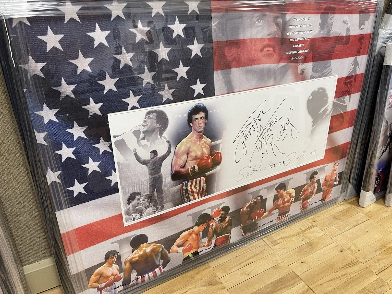 Sylvester Stallone — Sylvester Stallone Signed 40x16 Framed Photo w/Rocky Inscription Custom Design