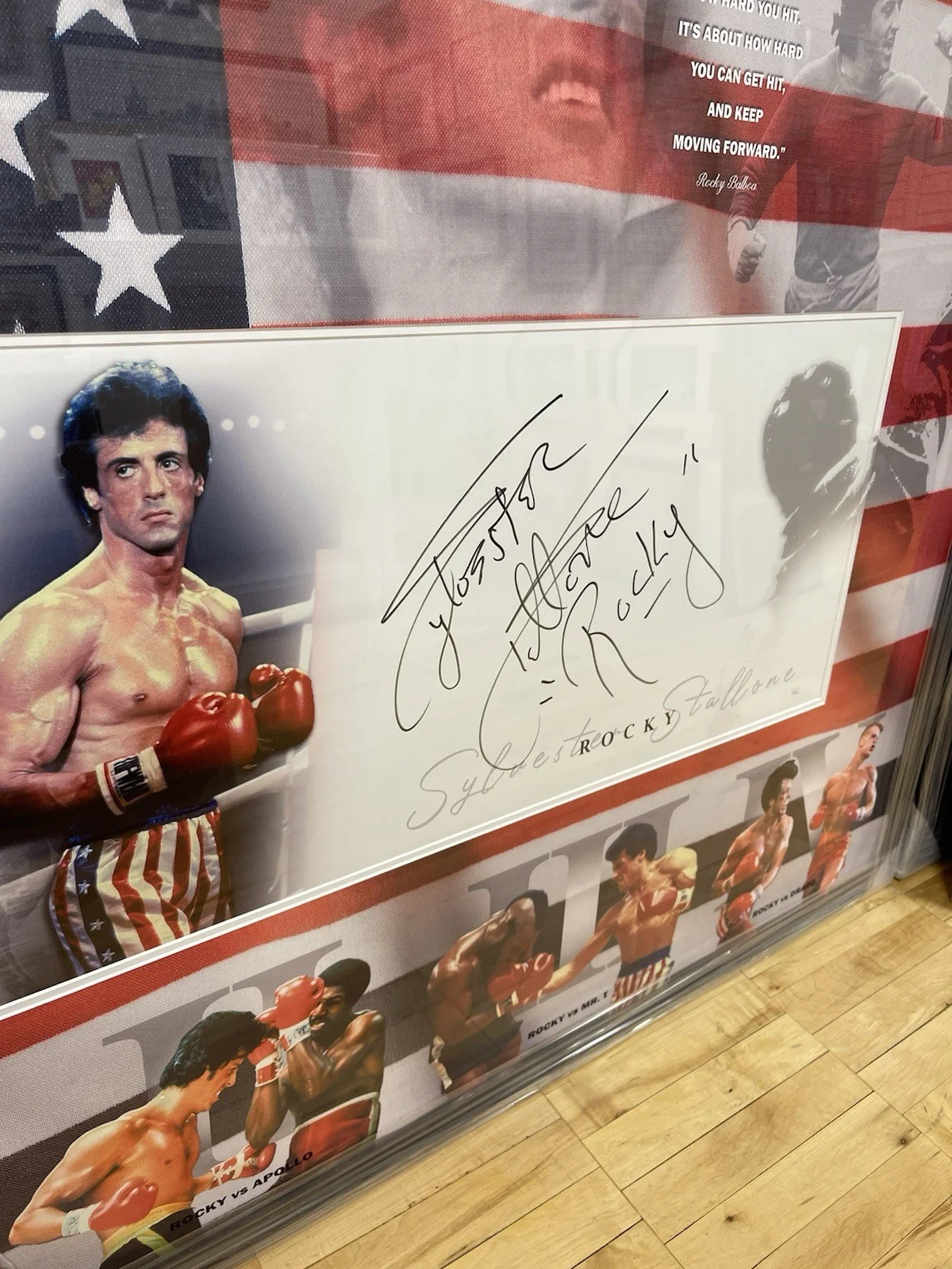 Sylvester Stallone — Sylvester Stallone Signed 40x16 Framed Photo w/Rocky Inscription Custom Design, изображение 2