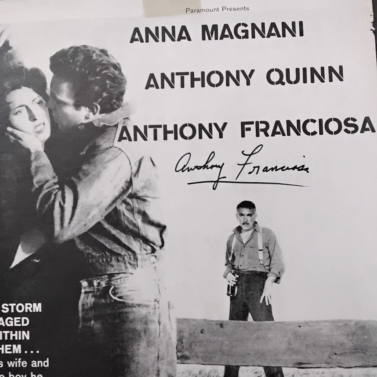 Anthony Franciosa SIGNED 1957 Movie Ad Wild Is The Wind Anna Magnani Tony Quinn, изображение 3