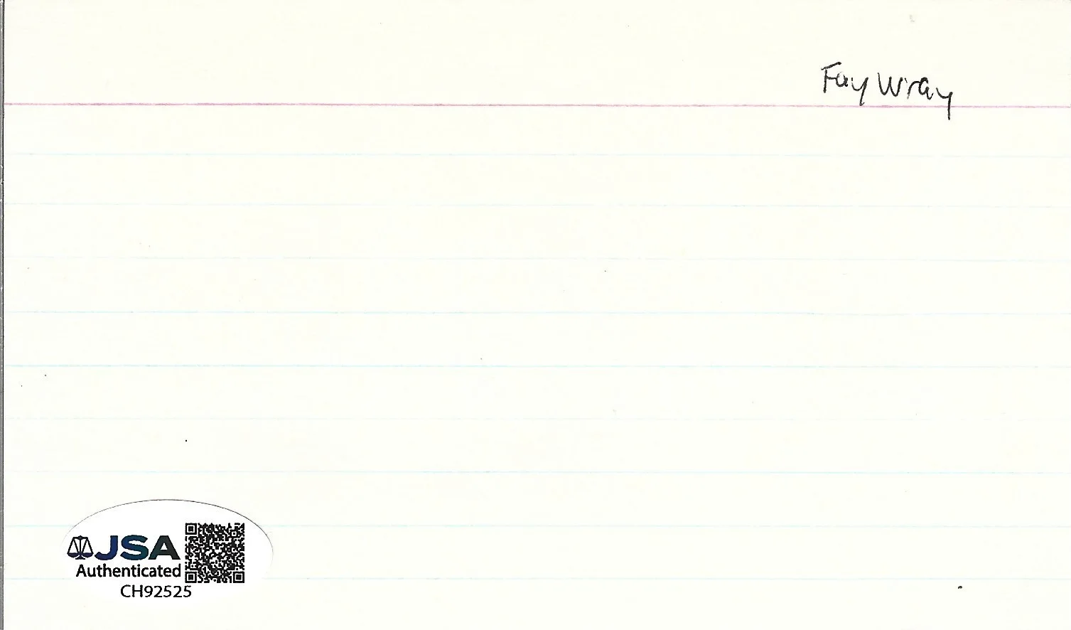 Fay Wray — Fay Wray REAL hand SIGNED 3x5” Index Card JSA COA Autographed King Kong Beauty, изображение 2
