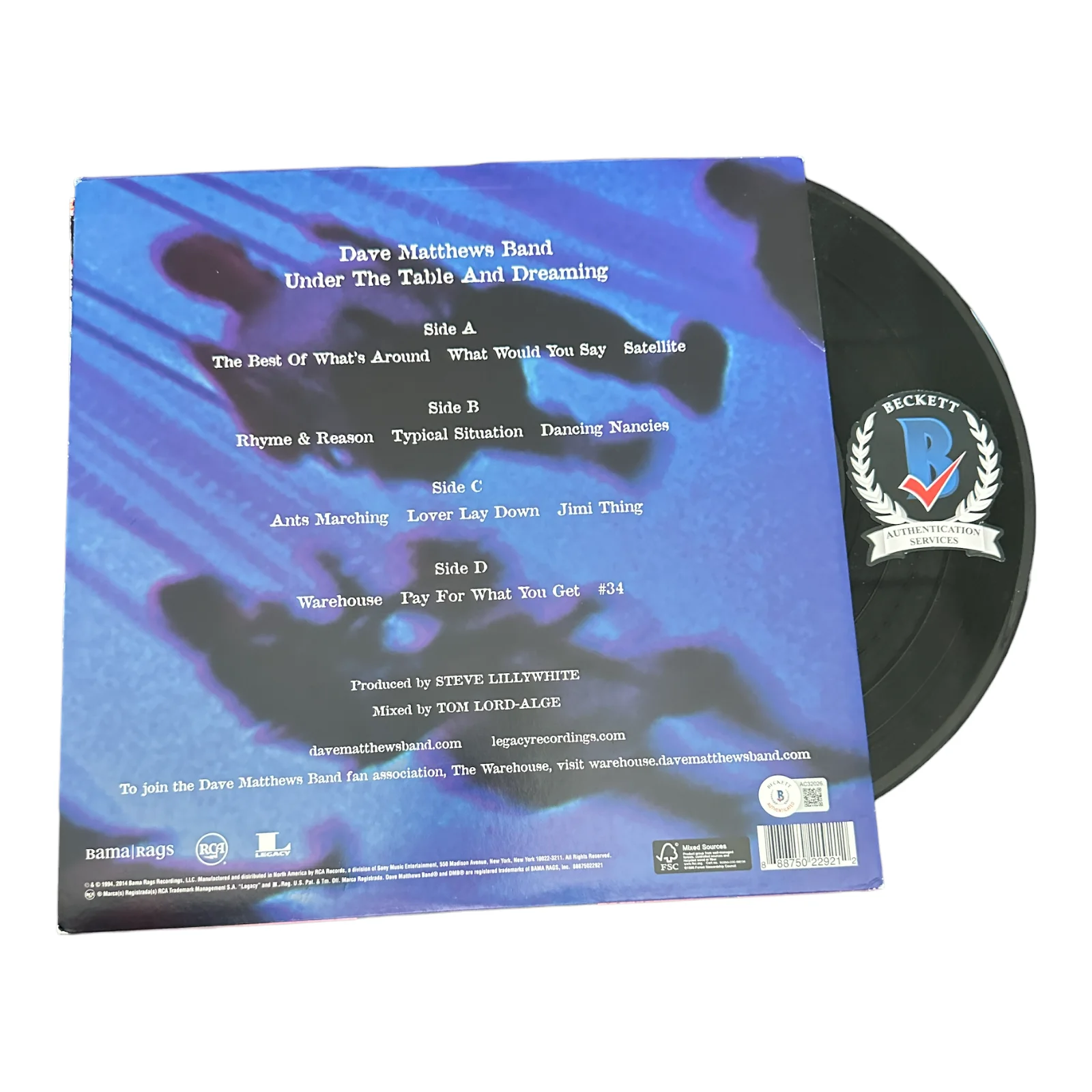 DAVE MATTHEWS SIGNED AUTOGRAPH DMB UNDER THE TABLE AND DREAMING LP VINYL BAS, image 2