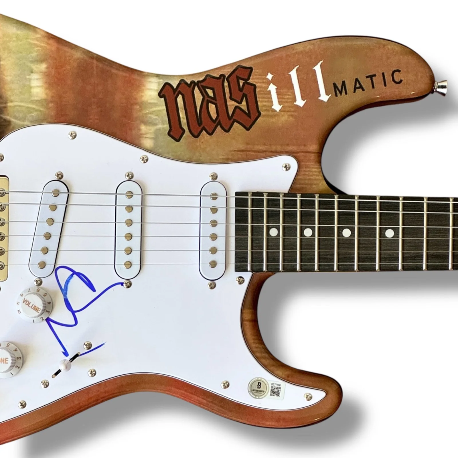 Nas Signed Guitar Beckett COA Custom Graphics Illmatic Nasir Jones, image 2