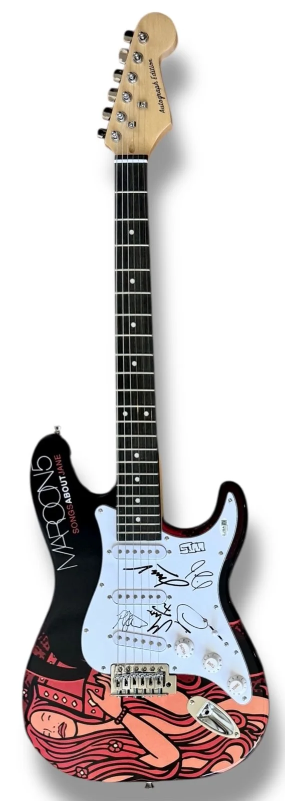 Maroon 5 Signed Guitar JSA COA Custom Graphics Adam Levine +5 members, image 3