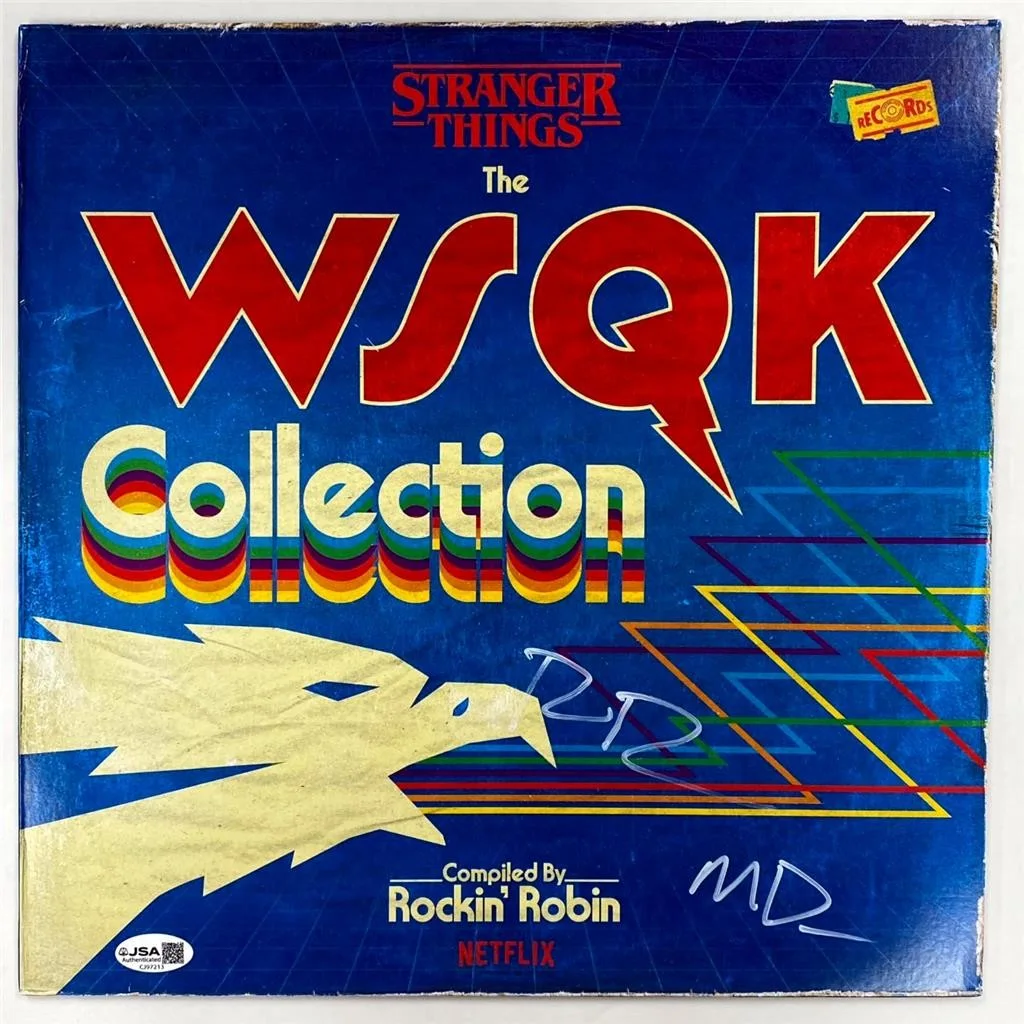Duffer Brothers — Ross & Matt Duffer signed Stranger Things WSQK Record Vinyl Cover auto (C) ~ JSA