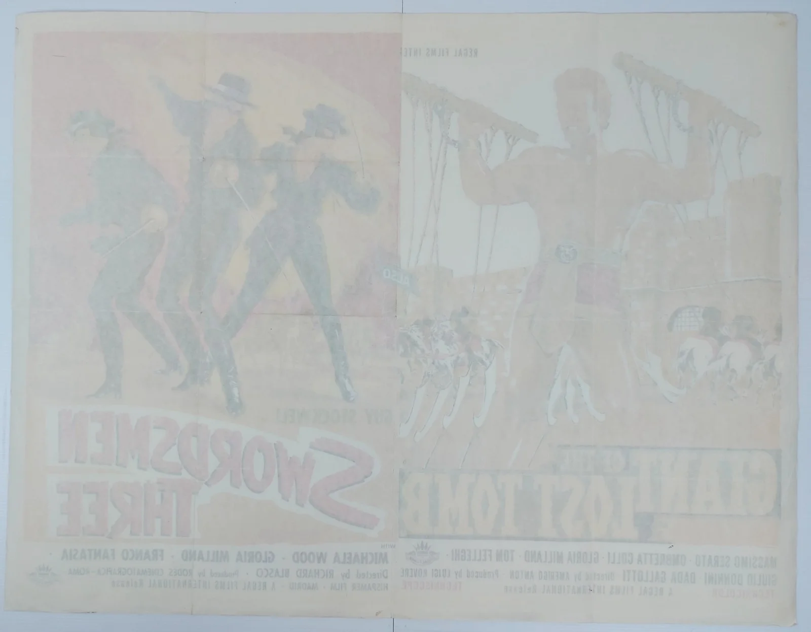 GIANT OF THE LOST TOMB / SWORDSMEN THREE ORIGINAL UK QUAD DB FILM POSTER 1964, изображение 3