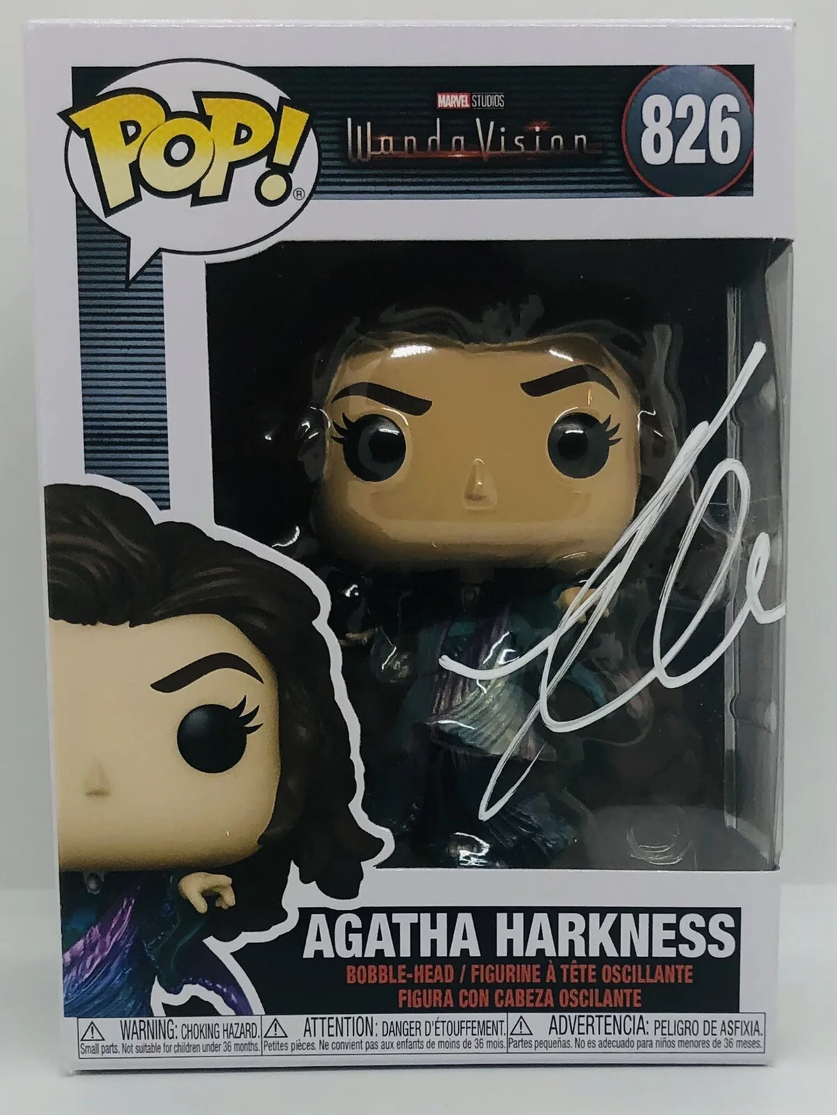 KATHRYN HAHN — KATHRYN HAHN SIGNED AGATHA HARKNESS POP FUNKO FIGURE WANDAVISION PROOF JSA COA, изображение 2