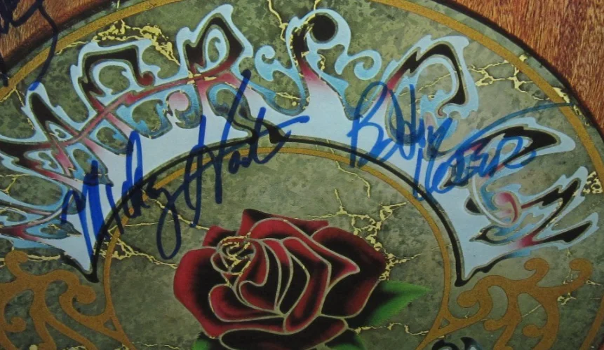 GRATEFUL DEAD SIGNED AMERICAN BEAUTY ALBUM BOB WEIR AUTOGRAPH BECKETT LOA X3, изображение 4