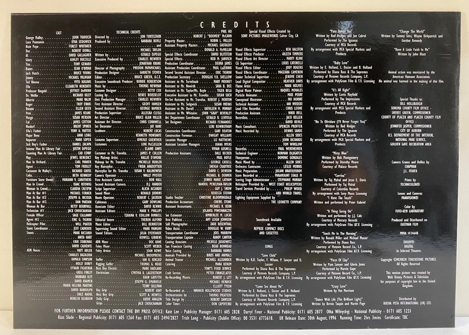 Cast — 1996 Phenomenon Movie Program Cast Signed By 6 John Travolta Robert Duvall, image 5