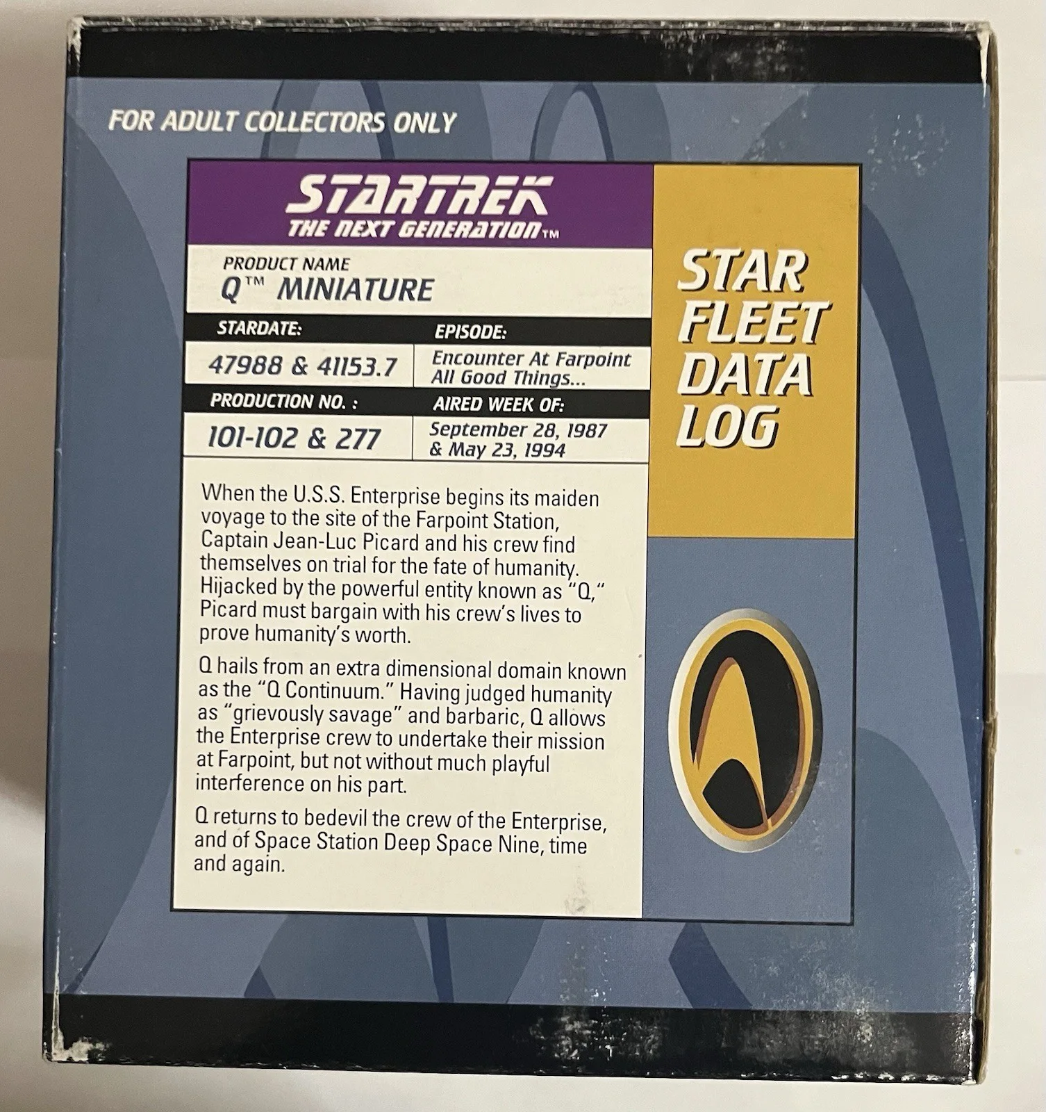John De Lancie — John de Lancie Autographed Hand Signed Star Trek TNG 1996 Miniature "Q" JSA COA, image 5