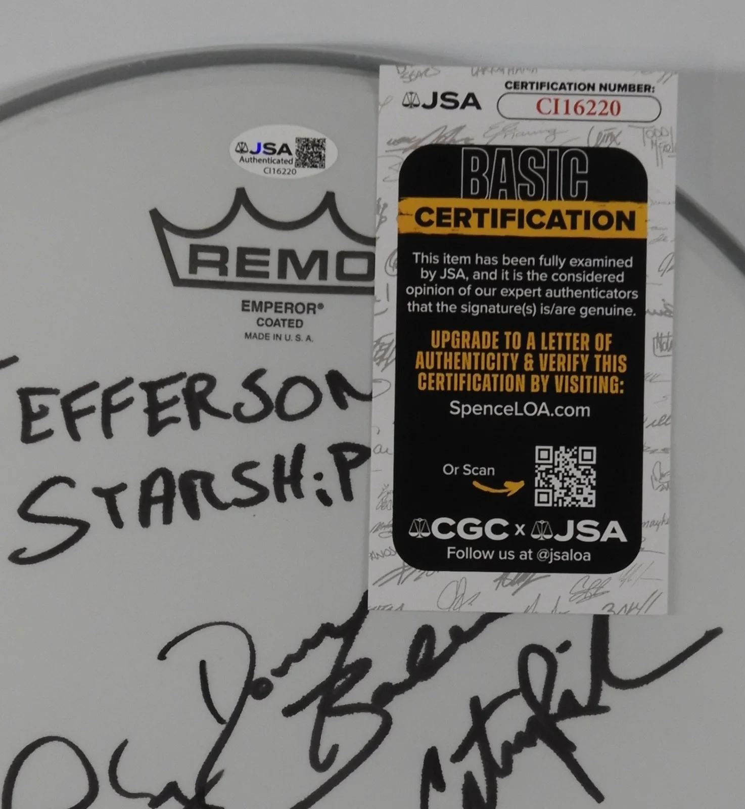 Jefferson Starship JSA Signed Autograph Drumhead 12" Drum Head Charity, image 2