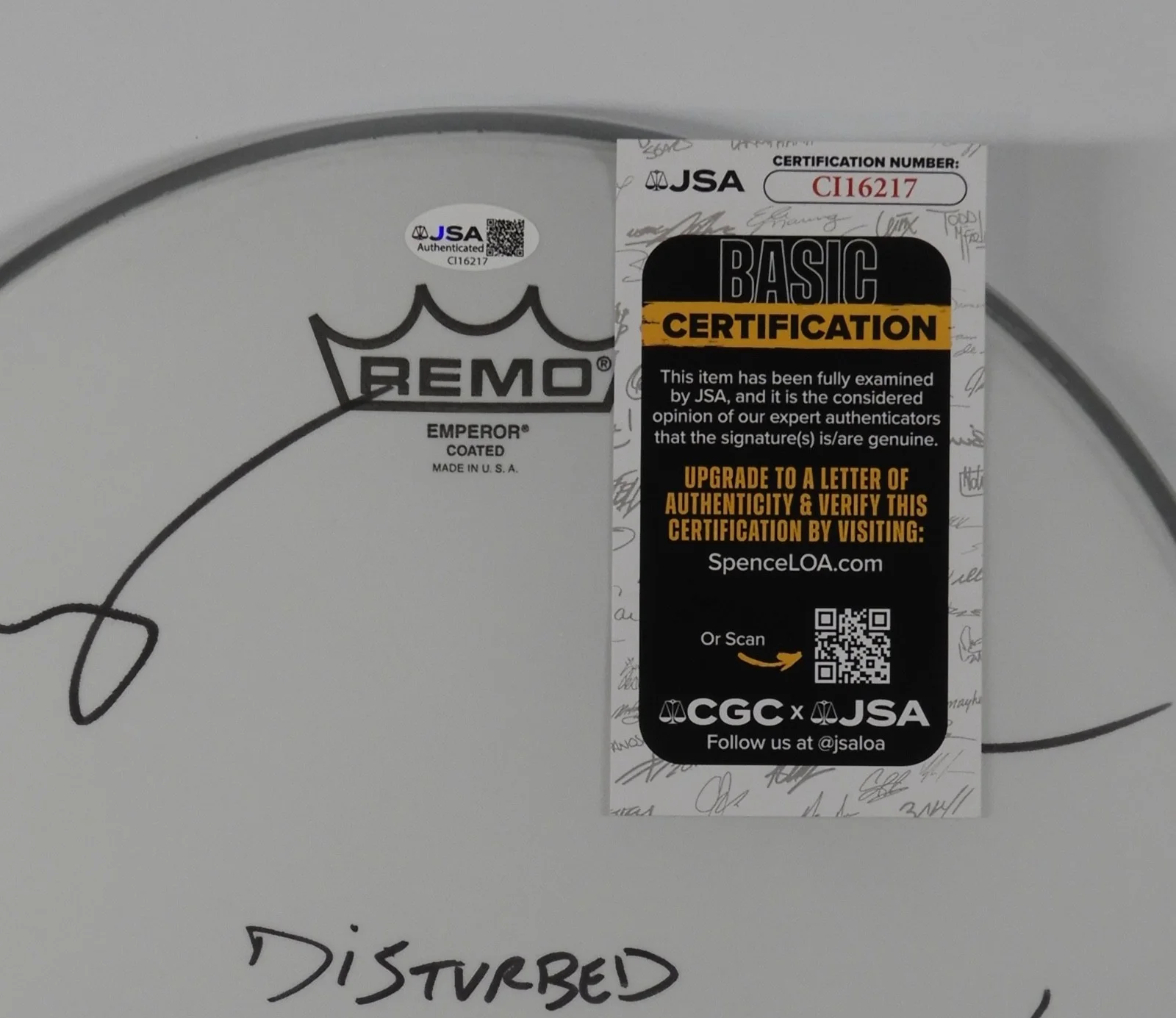 Disturbed JSA Signed Autograph Drumhead 12" Drum Head, image 2