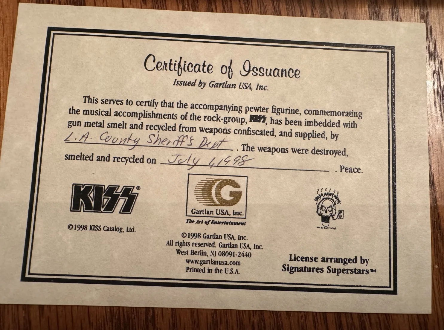 Peter Criss, Gene Simmons, Ace Frehley, Paul Stanley — RARE KISS ORIGINAL MEMBERS 1998 GARTLAN SIGNED STATUE A/P Sterling Silver Pewter, image 5