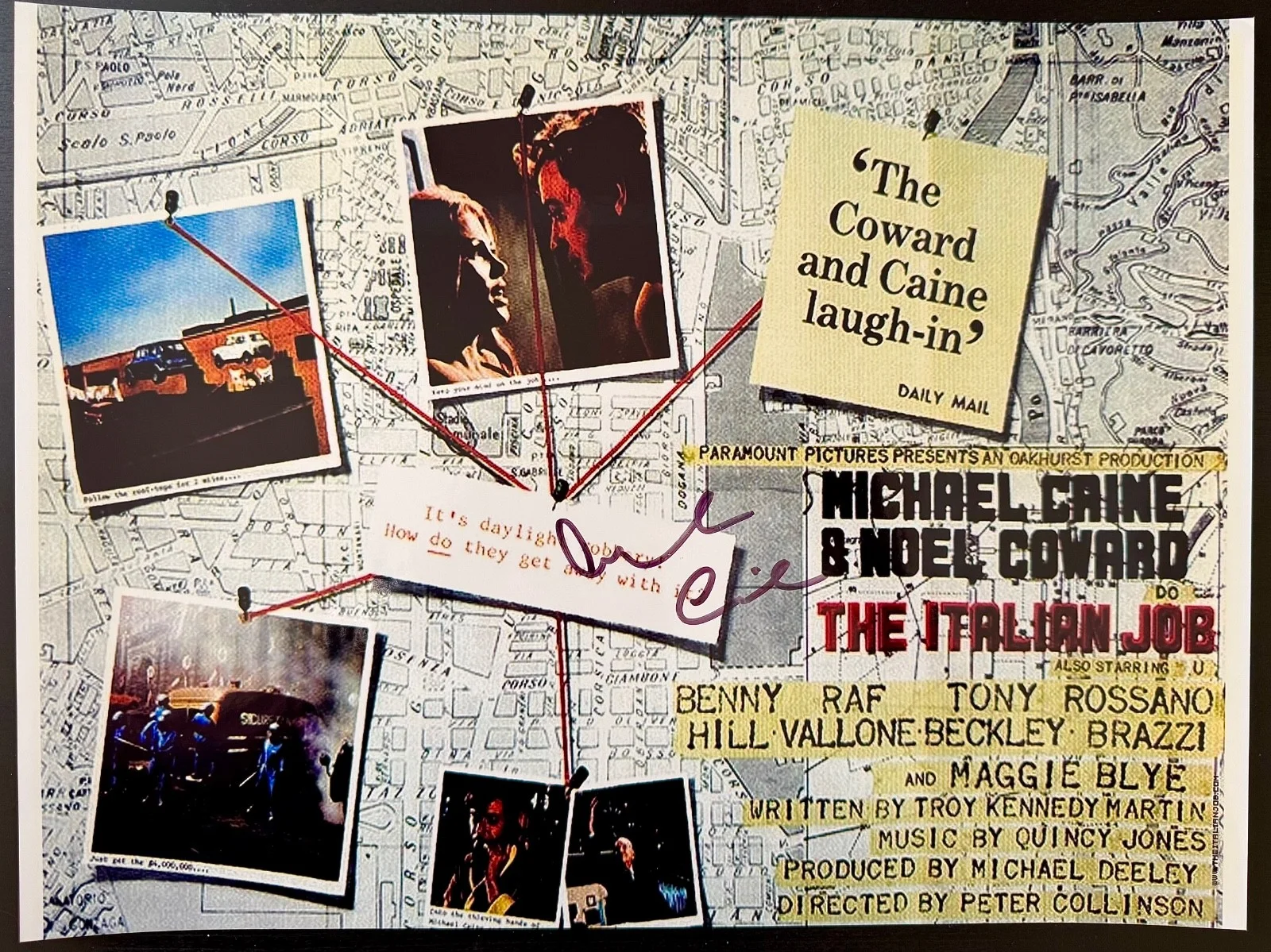 Michael Caine — PRICE SLASHED! MICHAEL CAINE SIGNED ‘THE ITALIAN JOB’ 12X16” PHOTO POSTER w/ COA