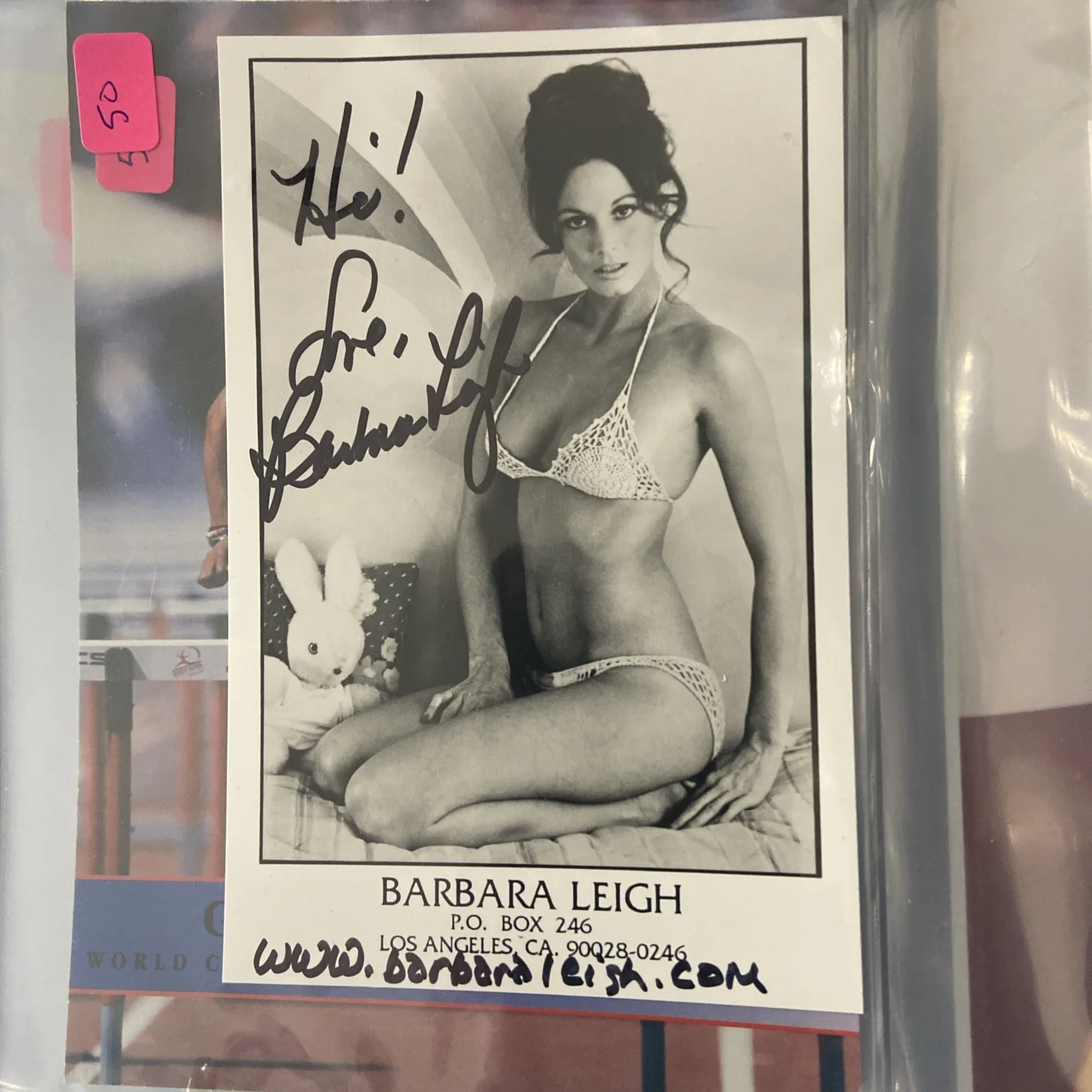 Barbara Leigh — Barbara Leigh Signed Autographed Photo B&W 6" x 4" Promo Vampirella actress