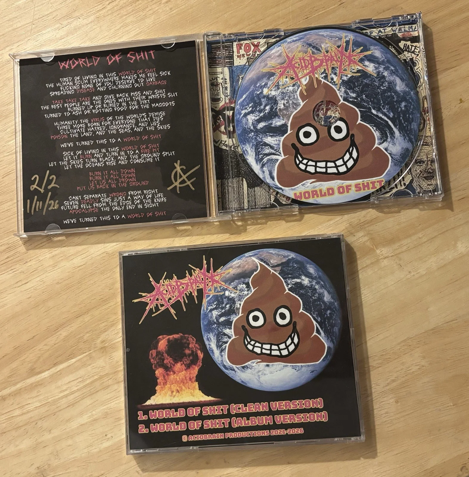 AcidBrain World of Sh*t Official CD Single Signed Numbered Limited 2 Copies RARE, image 2