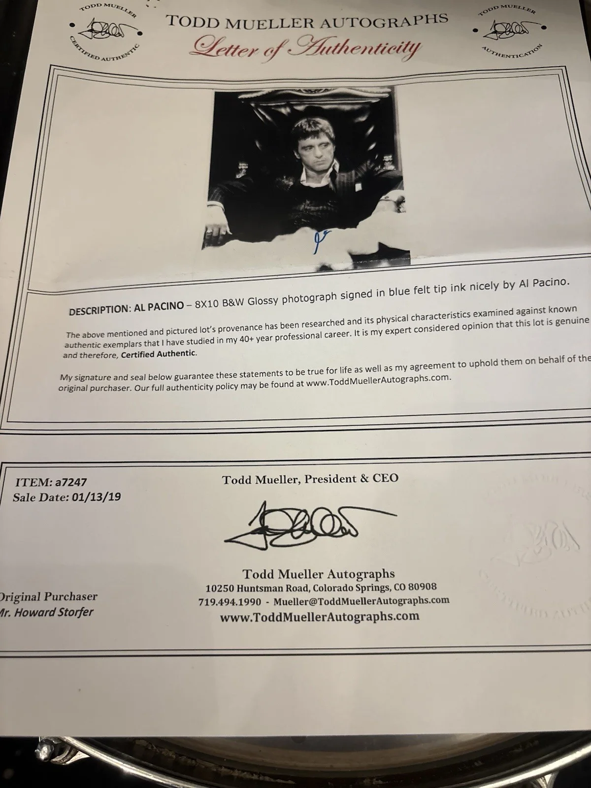 Al Pacino Autograph Photograph, image 2