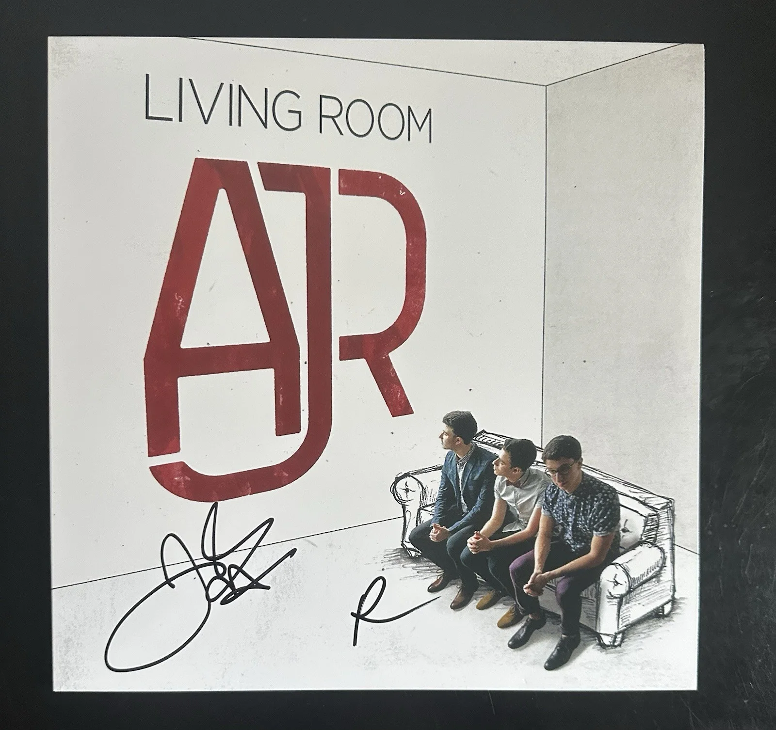 AJR BAND SIGNED LIVING ROOM VINYL RECORD ALBUM LP JACK+RYAN MET JSA COA, изображение 2