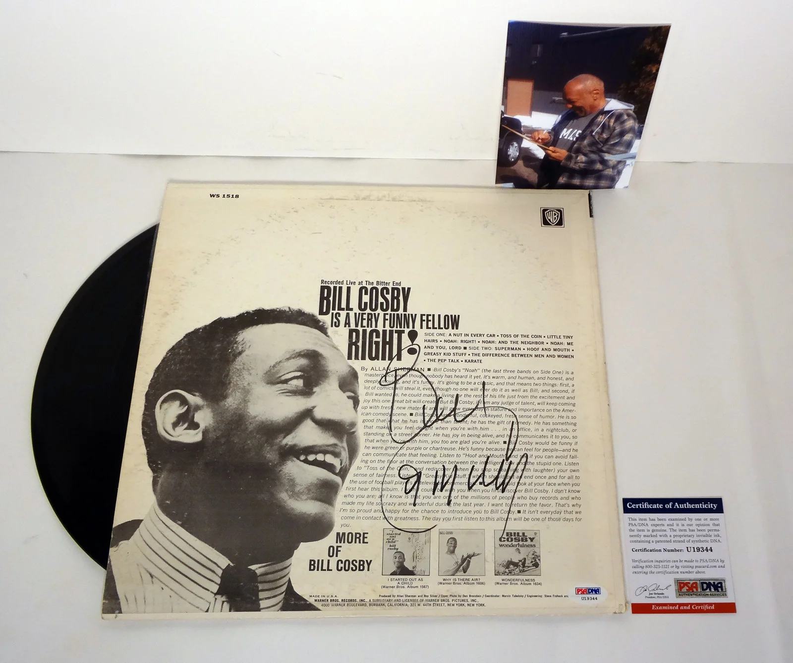 Bill Cosby — Bill Cosby Show Signed Autograph Is A Very Funny Fellow Vinyl Record PSA/DNA COA
