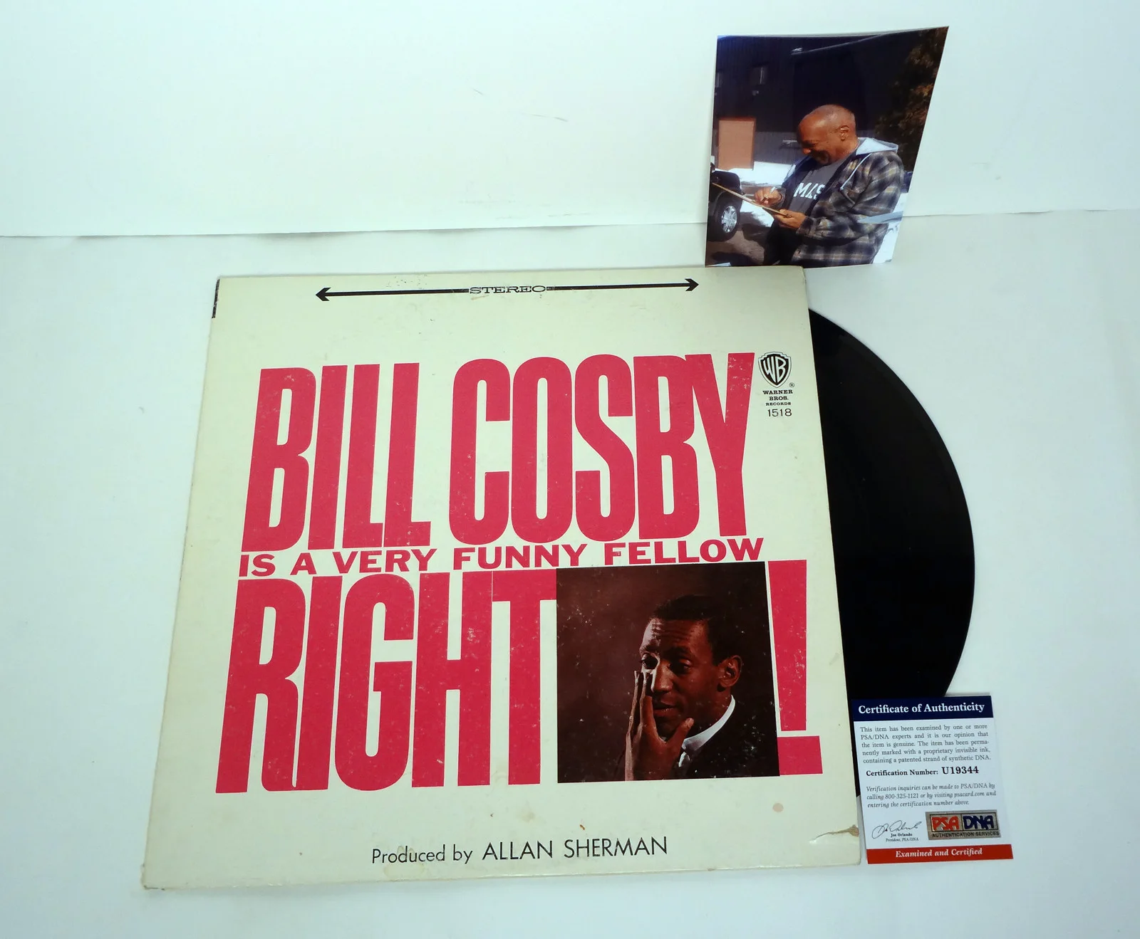 Bill Cosby — Bill Cosby Show Signed Autograph Is A Very Funny Fellow Vinyl Record PSA/DNA COA, изображение 2