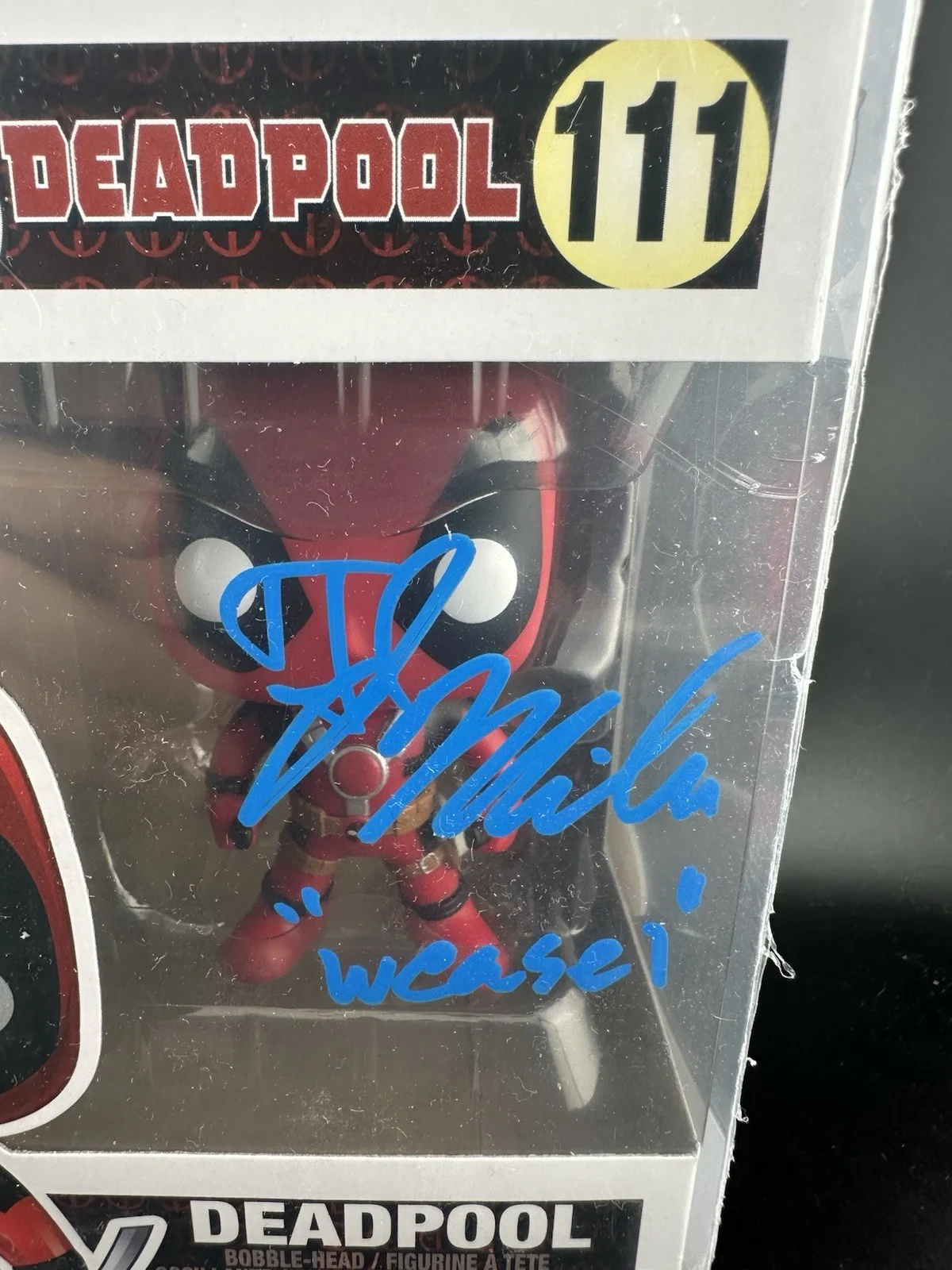 T.J.Miller — TJ Miller Hand Signed Nerd Deadpool Funko Pop #111 Weasel Inscription JSA CERT, изображение 2
