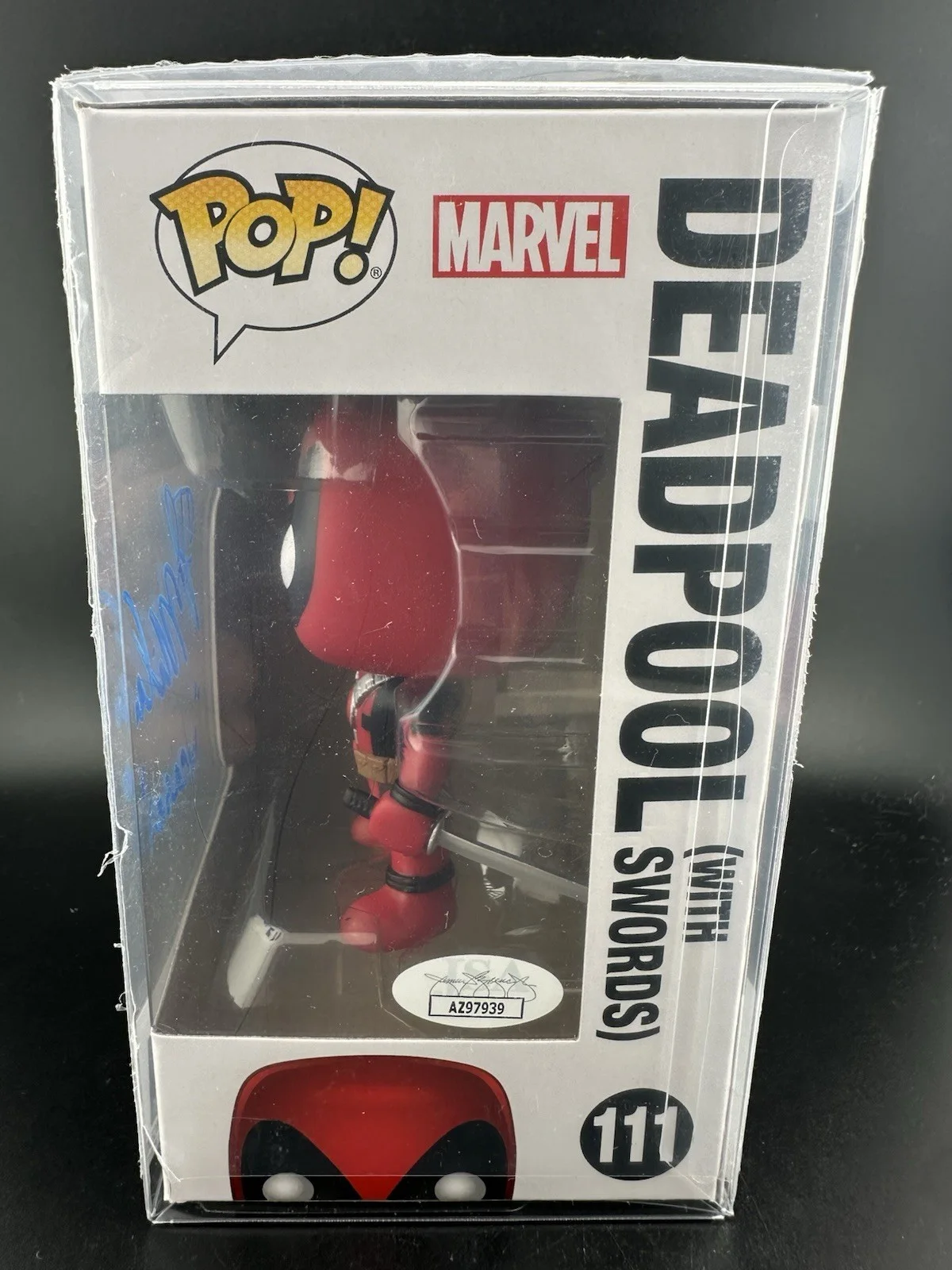T.J.Miller — TJ Miller Hand Signed Nerd Deadpool Funko Pop #111 Weasel Inscription JSA CERT, изображение 3
