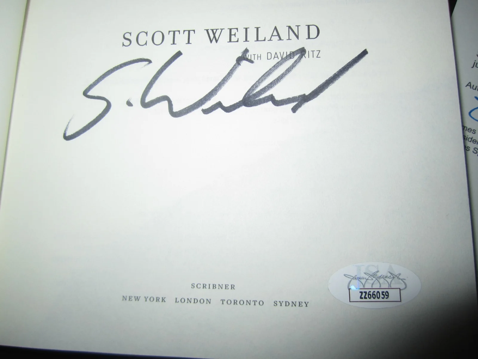 Scott Weiland SIGNED JSA Book Not Dead and Not for Sale Stone Temple Pilots, image 2