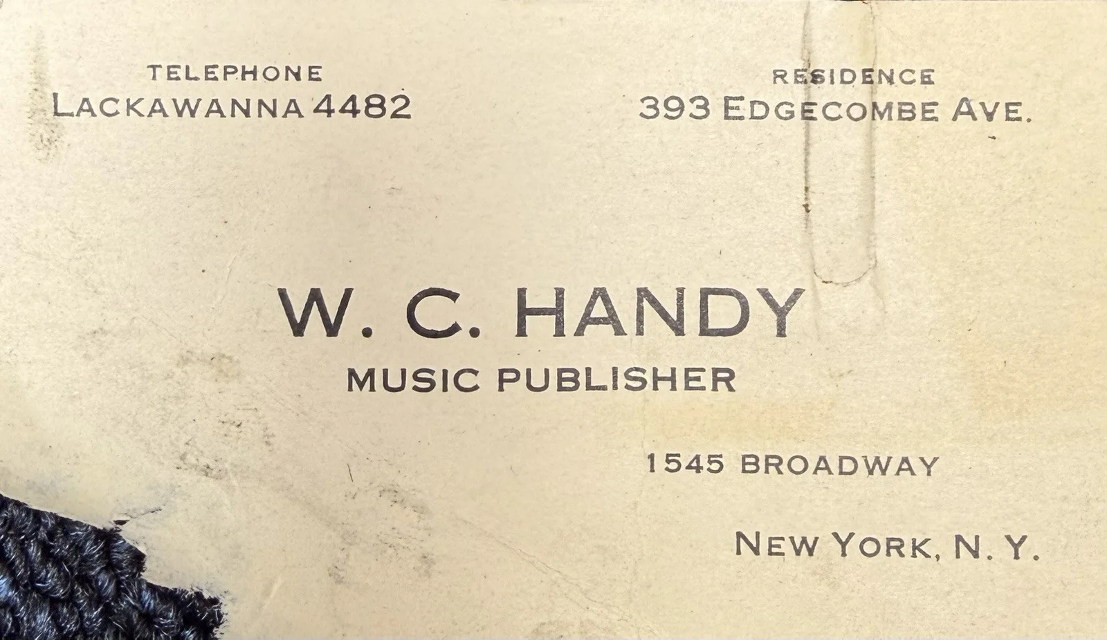 8x10 Original Photo Of WC HANDY “ father Of The Blues“ With His Business Card., изображение 2