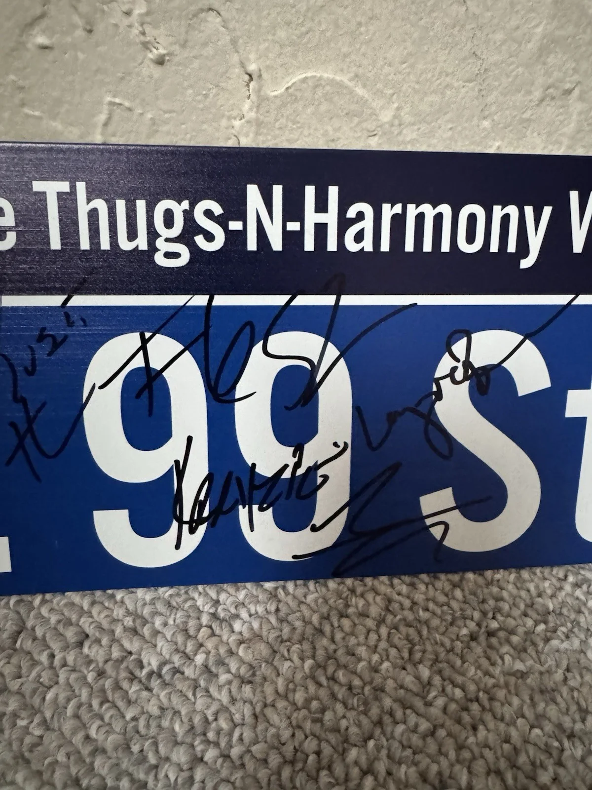 Bone Thugs N Harmony Signed Auto East 1999 Street Sign Psa All 5 Bizzy Layzie, image 4
