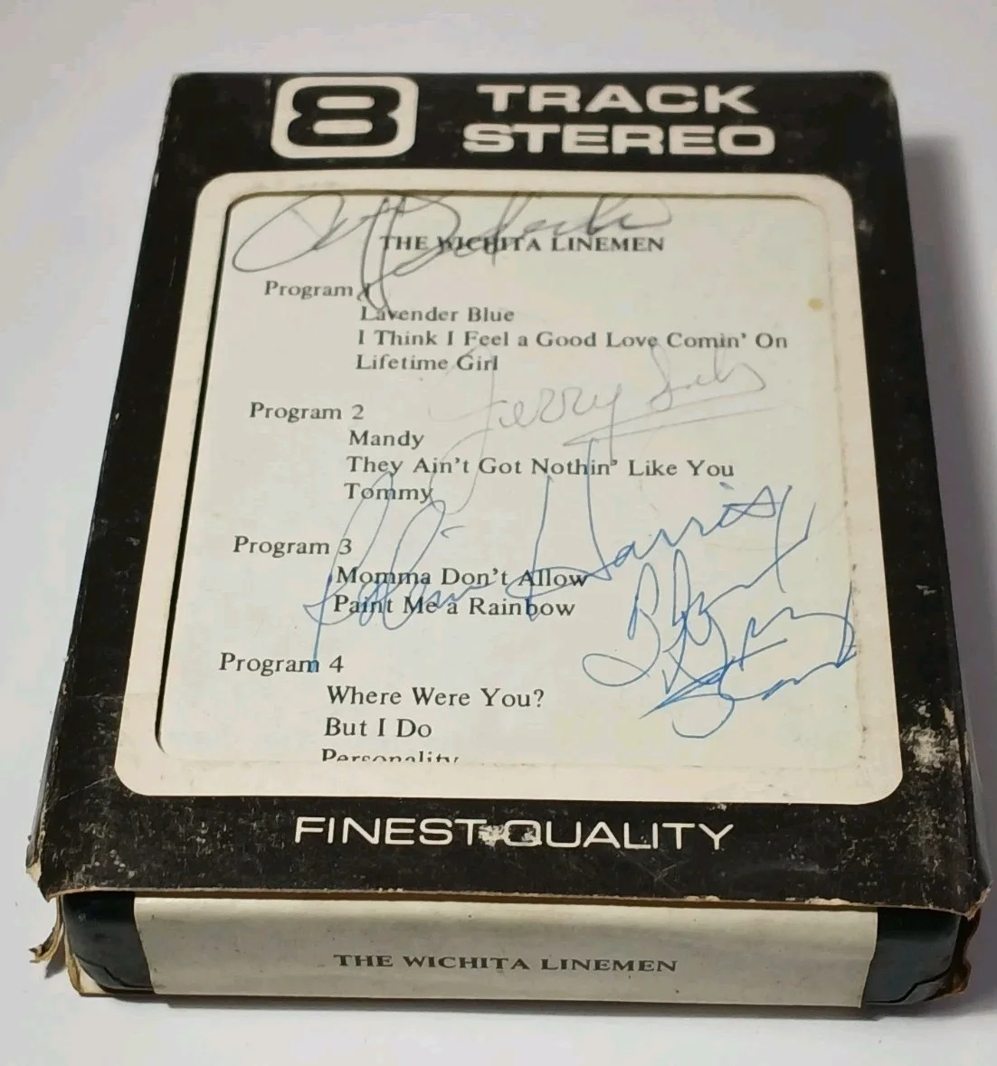 Rare Vintage THE WICHITA LINEMEN COUNTRY MUSIC GROUP AUTOGRAPHED 8 TRACK SIGNED, изображение 2
