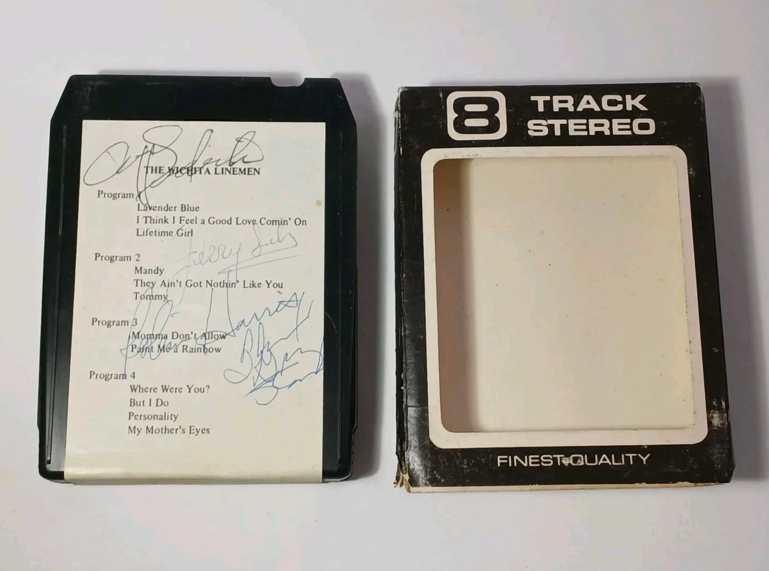 Rare Vintage THE WICHITA LINEMEN COUNTRY MUSIC GROUP AUTOGRAPHED 8 TRACK SIGNED, изображение 3