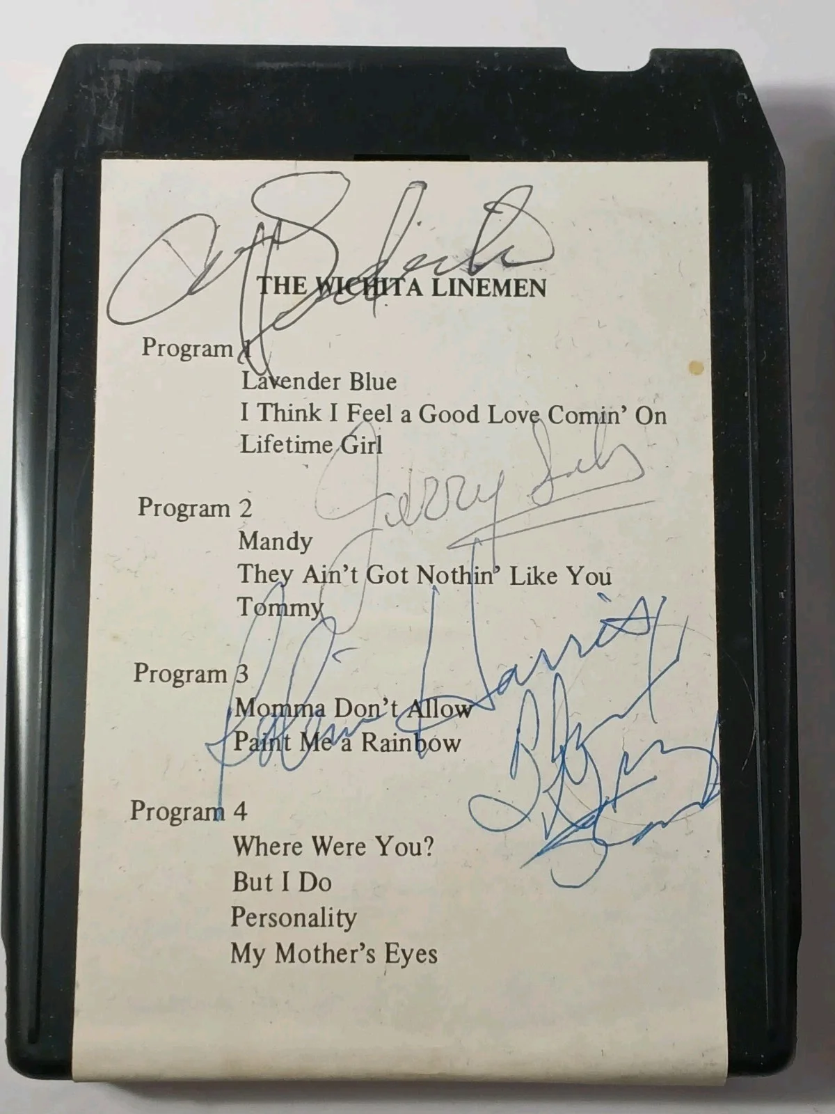 Rare Vintage THE WICHITA LINEMEN COUNTRY MUSIC GROUP AUTOGRAPHED 8 TRACK SIGNED, изображение 4