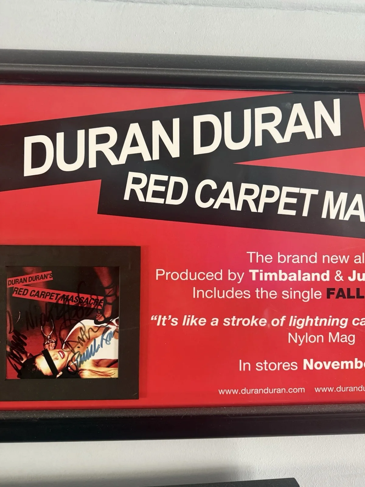 Duran Duran Red Carpet Massacre Signed Framed 42x16 Promo Poster CD Sleeve, изображение 4
