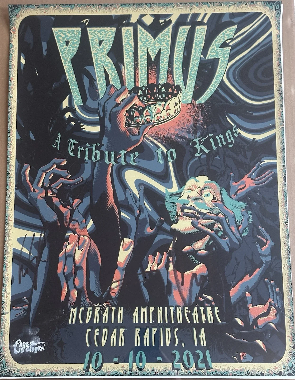 Primus SIGNED A Tribute To Kings Poster Cedar Rapids Artwork By Cage Claypool, image 2