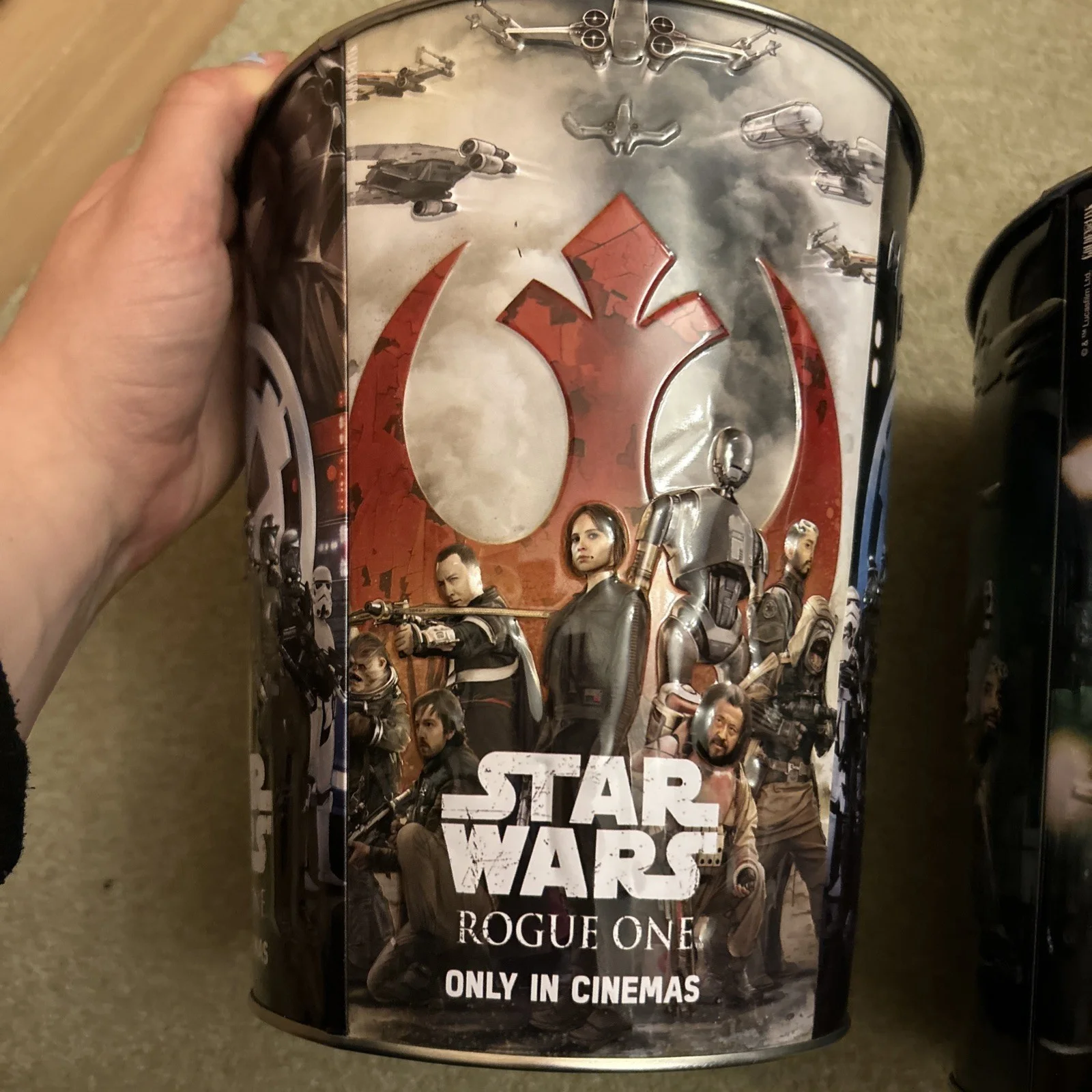 Star Wars Rogue One 2016 Movie Promo Golden Link Embossed Metal Popcorn Buckets, изображение 4