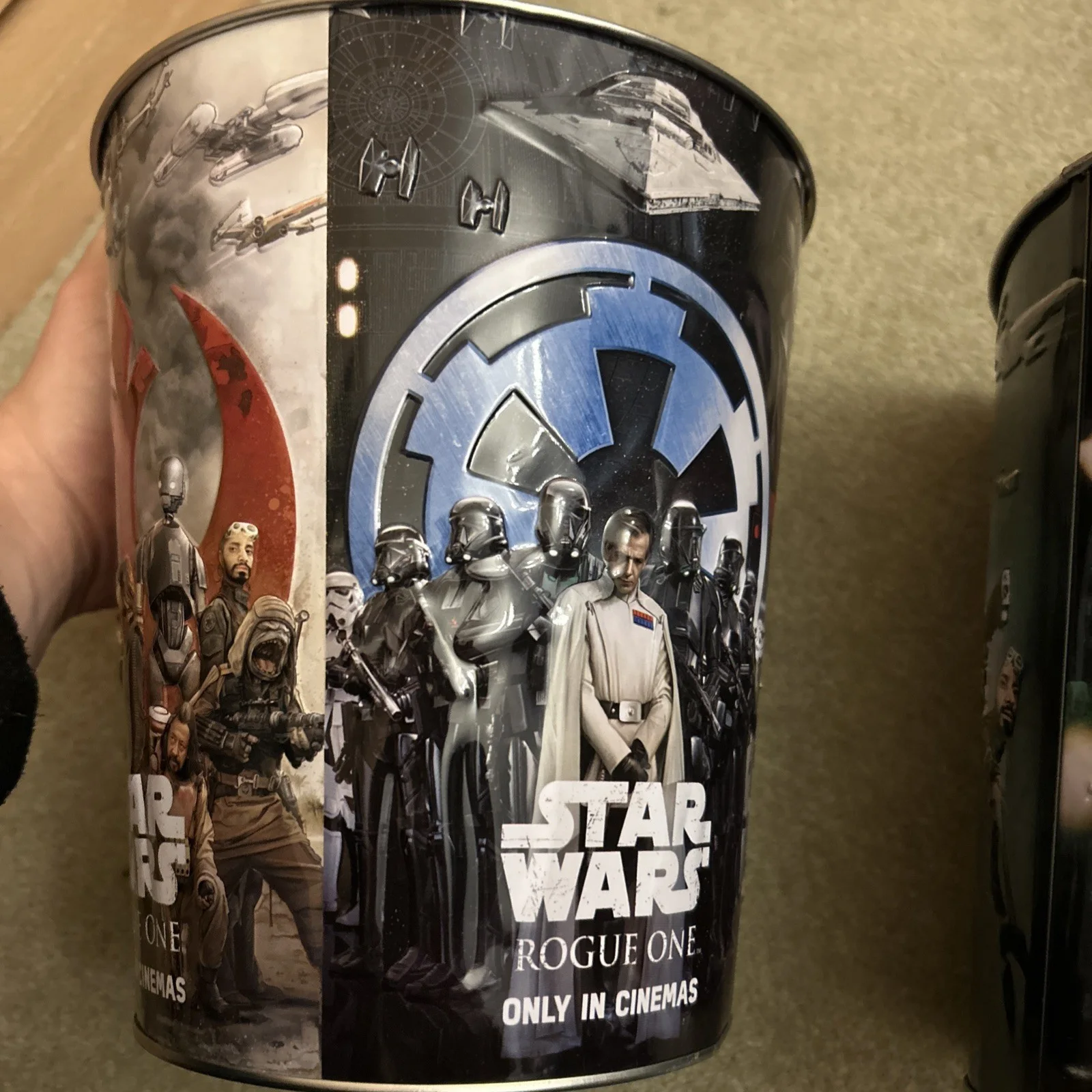Star Wars Rogue One 2016 Movie Promo Golden Link Embossed Metal Popcorn Buckets, изображение 5