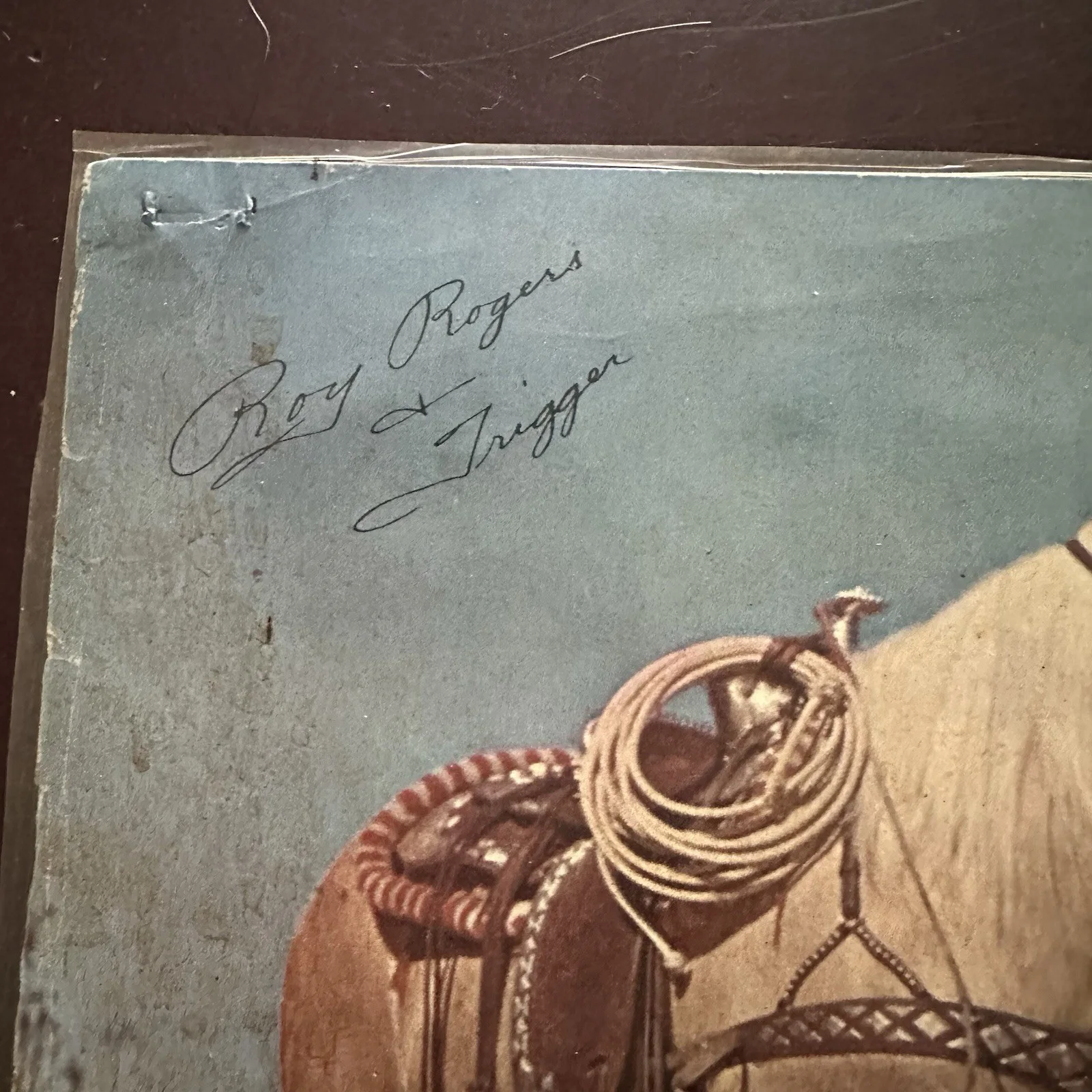 Roy Rogers — Vtg 50’s Roy Rogers SIGNED Roy Trigger Horse Photo palomino Cowboy Happy Trails, изображение 2