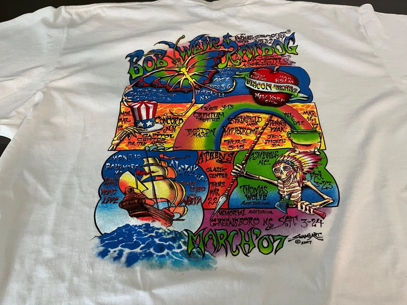 Bob Weir — Bob Weir & Ratdog 2007 Tour Autographed signed Tee shirt w/Beckett BAS COA, image 4
