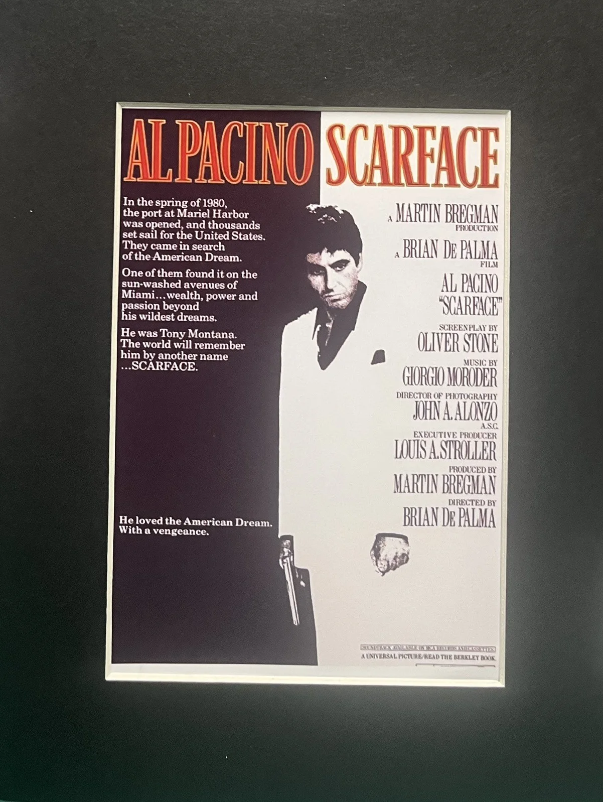 Scarface. 35mm Film Cell MOUNTED Display, image 2