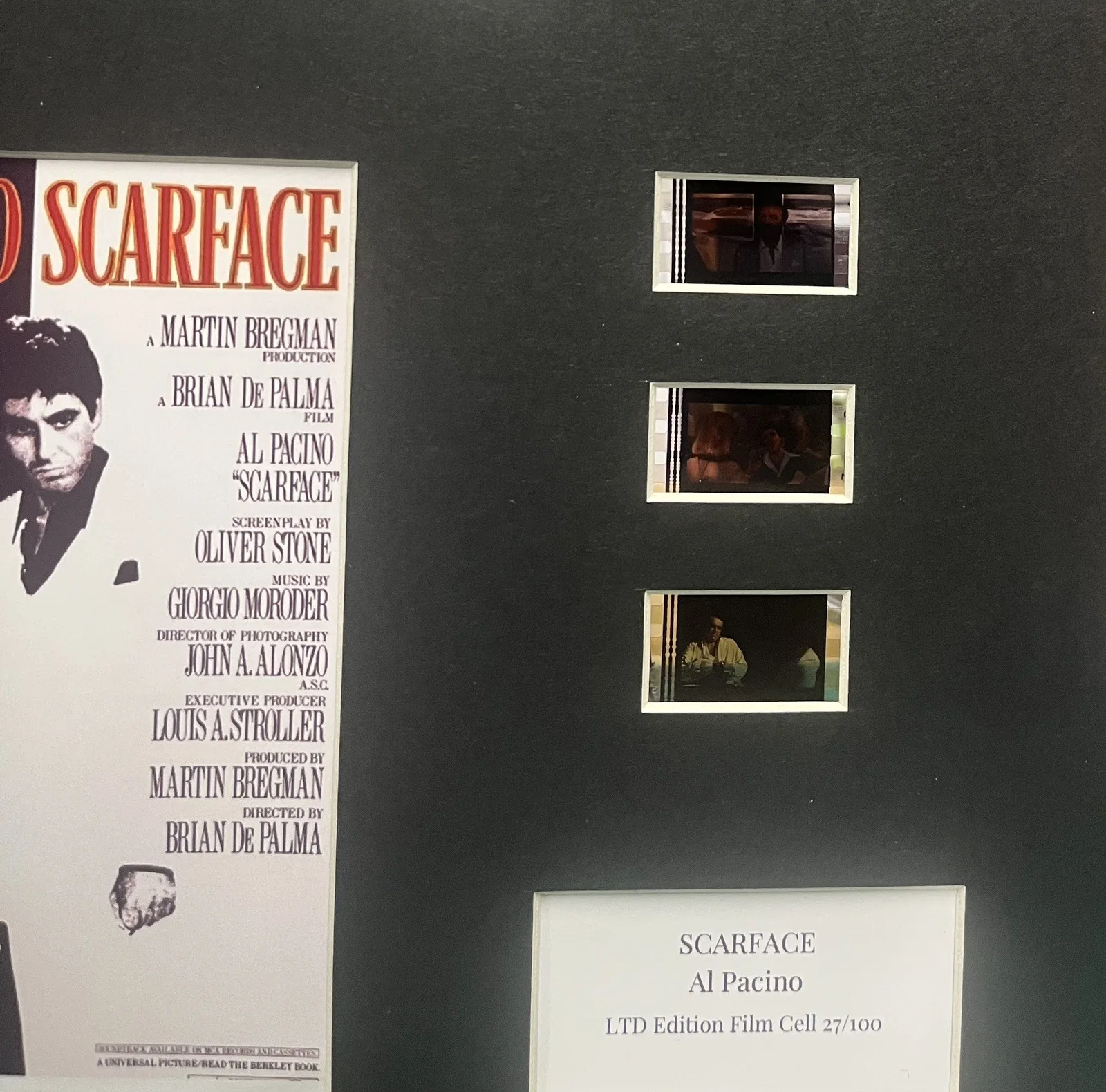 Scarface. 35mm Film Cell MOUNTED Display, image 3