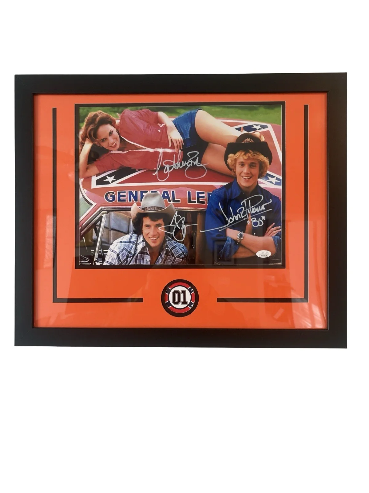 John Schneider Catherine Bach, Tom Wopat — Dukes of Hazzard Cast Signed 11x14 Framed Photo Schneider, Bach, Wopat w/COA JSA, изображение 2