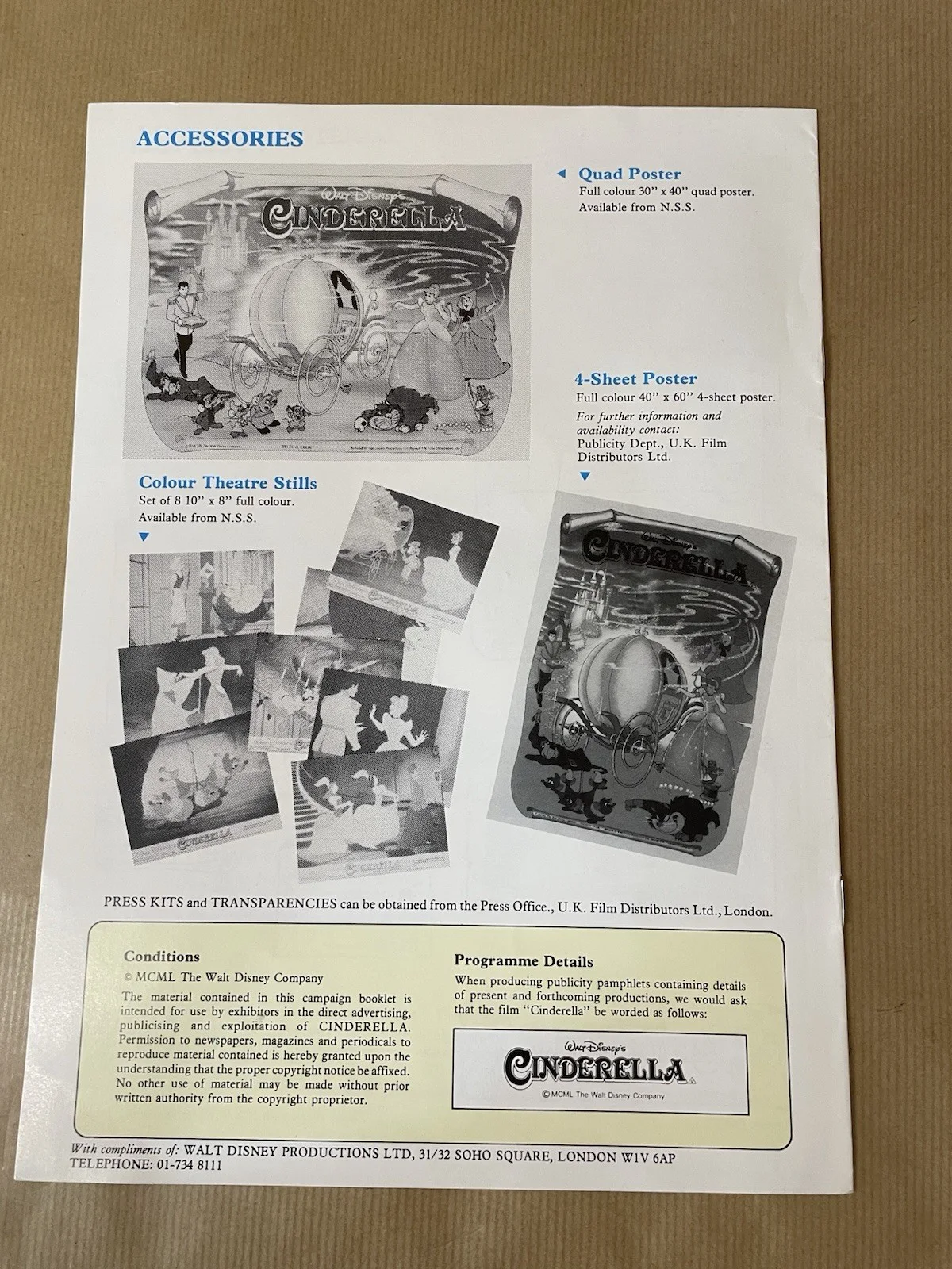 Bundle Of 2 Cinderella Movie Press Campaign Packs. Walt Disney Film. A4, изображение 5
