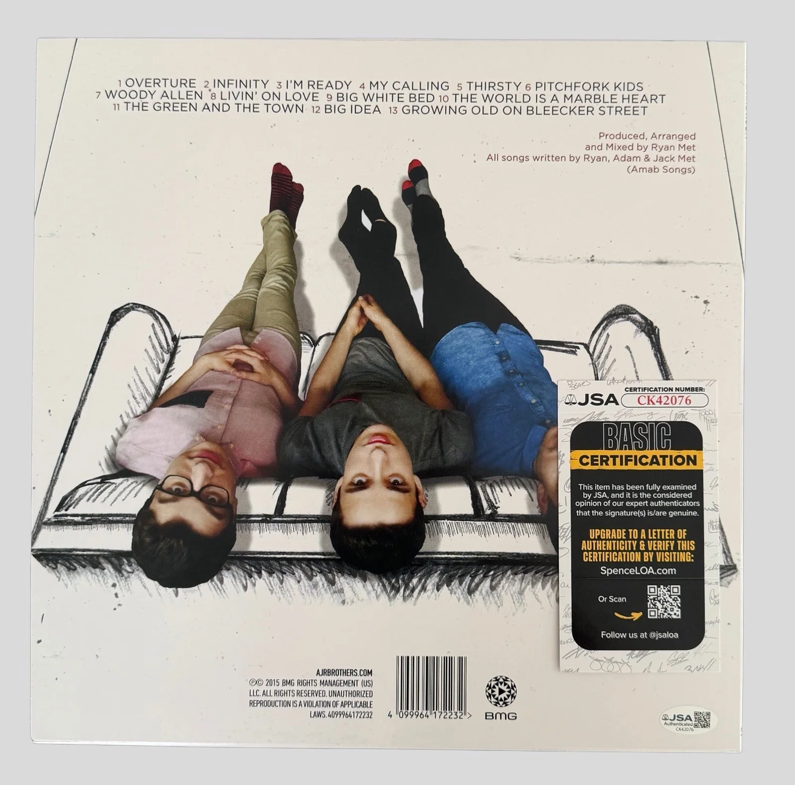 AJR BAND SIGNED LIVING ROOM VINYL RECORD JACK + RYAN MET AUTOGRAPHED w/JSA COA!, image 3