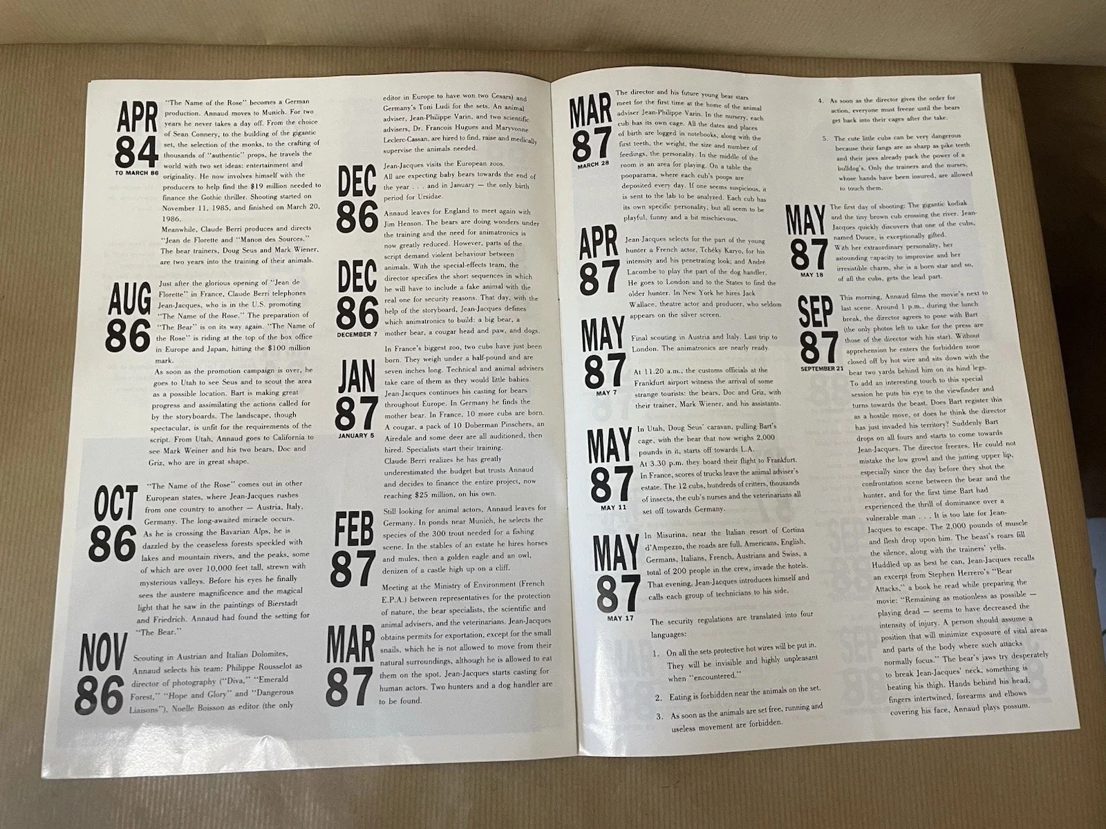 The Bear Movie Information Press Pack. A4 Vintage Film 1988. Jean-Jacques Annaud, изображение 4