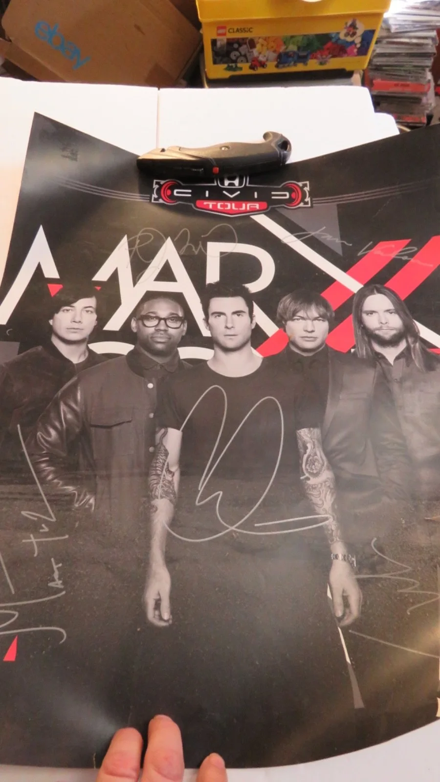 Hand Signed Maroon 5 Band Civic Tour Poster Autograph By Band, изображение 4