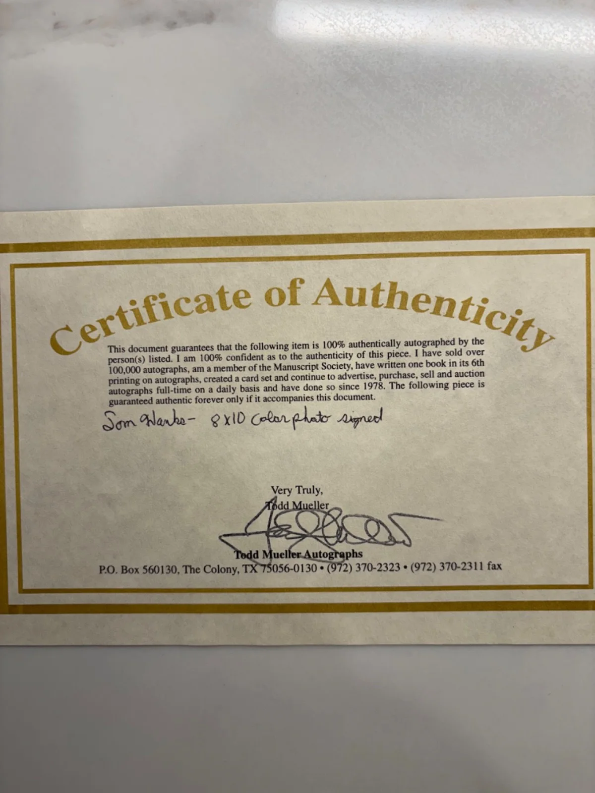 Tom Hanks — Tom Hanks signed photo from Forrest Gump...coa from Todd Mueller, image 2