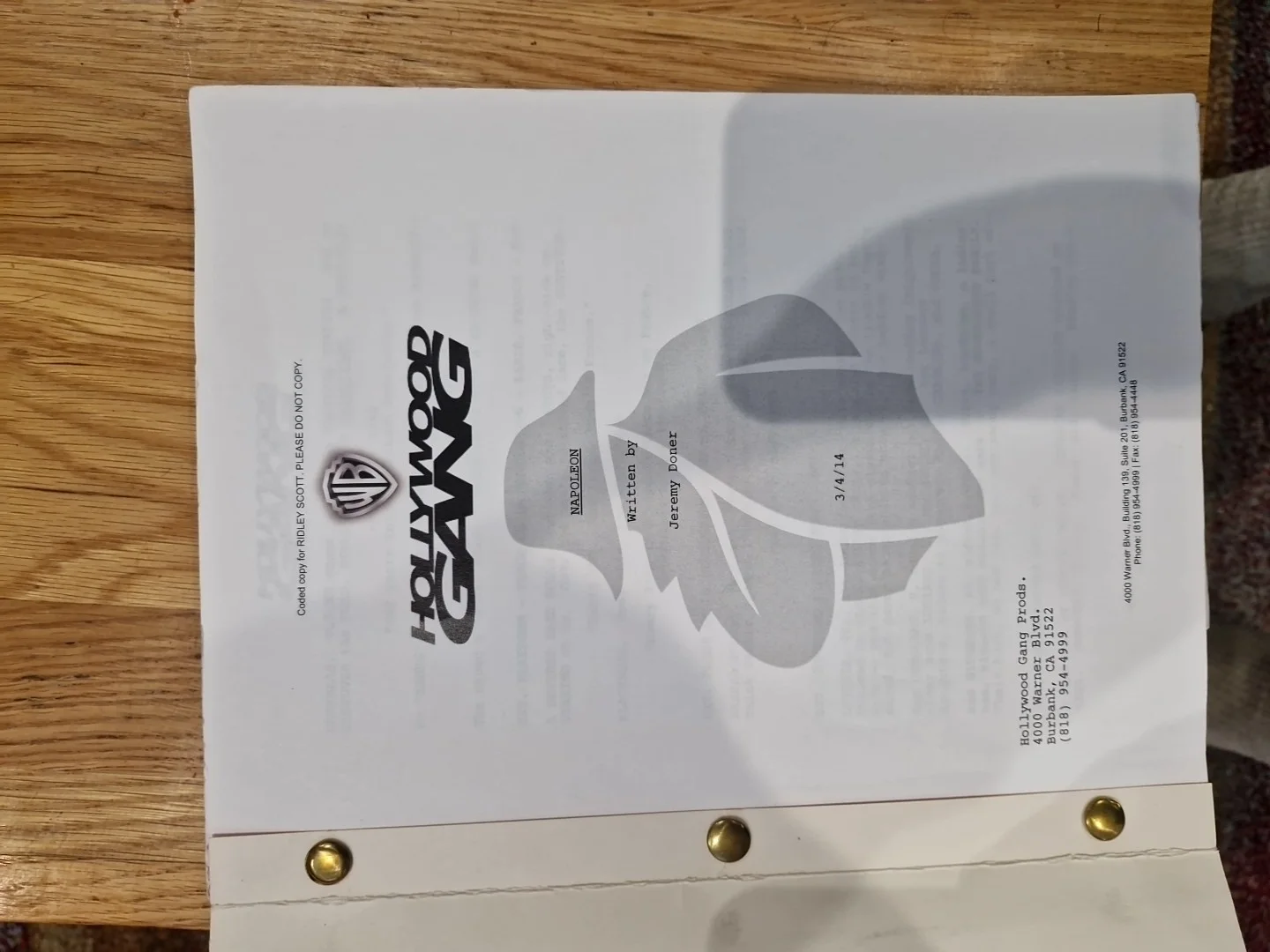 Watermarked Production Script For Unproduced Napoleon Boneparte Biopic., image 2