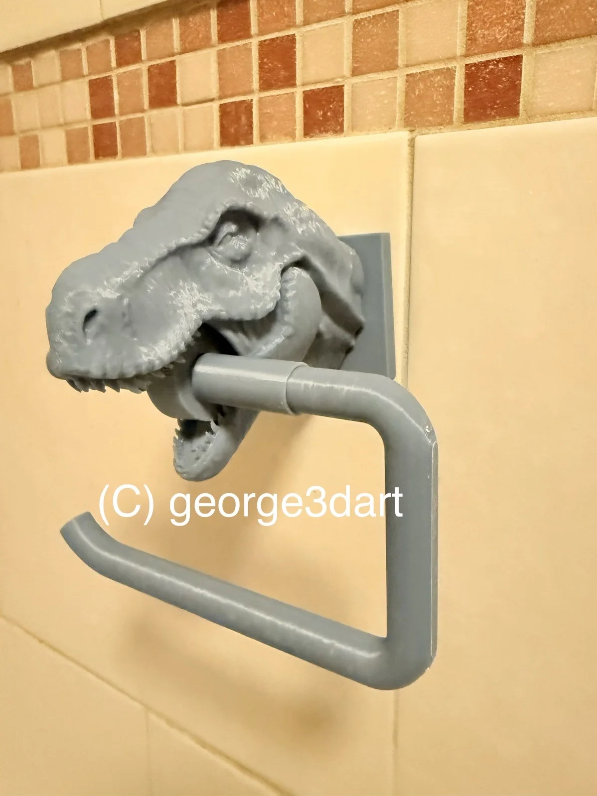 Wall Mounted Dinosaur Head Toiler Paper Holder 3d Printed, image 4