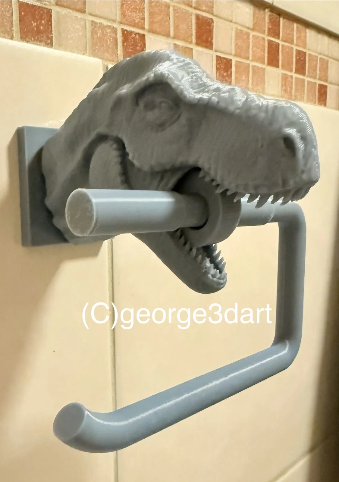 Wall Mounted Dinosaur Head Toiler Paper Holder 3d Printed, image 5