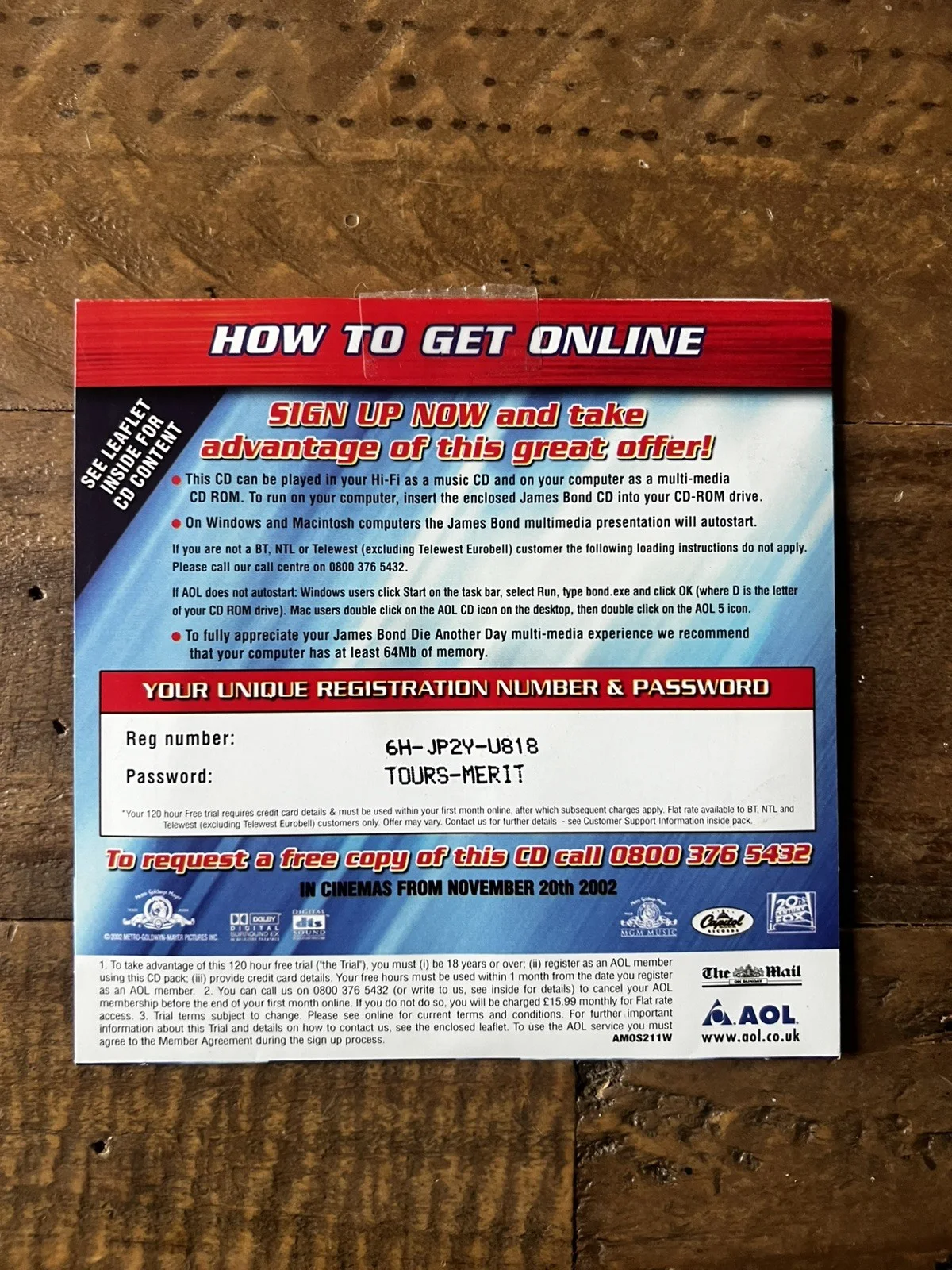 2002 James Bond 007 Die Another Day AOL Advertising Internet Trial CD-ROM, image 2